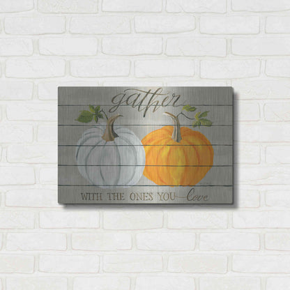 Luxe Metal Art 'Gather With The Ones You Love Pumpkins' by Cindy Jacobs, Metal Wall Art,24x16
