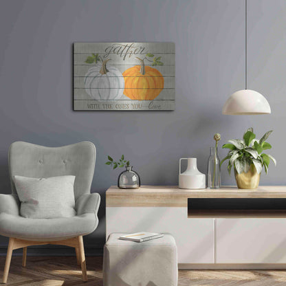 Luxe Metal Art 'Gather With The Ones You Love Pumpkins' by Cindy Jacobs, Metal Wall Art,24x16
