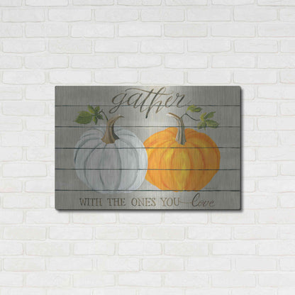 Luxe Metal Art 'Gather With The Ones You Love Pumpkins' by Cindy Jacobs, Metal Wall Art,36x24