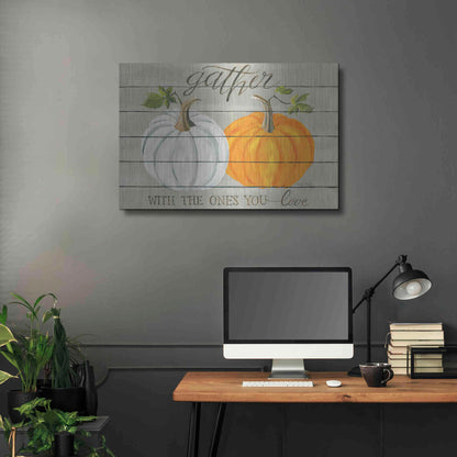 Luxe Metal Art 'Gather With The Ones You Love Pumpkins' by Cindy Jacobs, Metal Wall Art,36x24