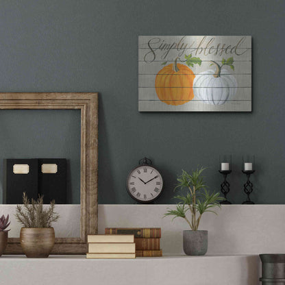 Luxe Metal Art 'Simply Blessed Pumpkins' by Cindy Jacobs, Metal Wall Art,16x12