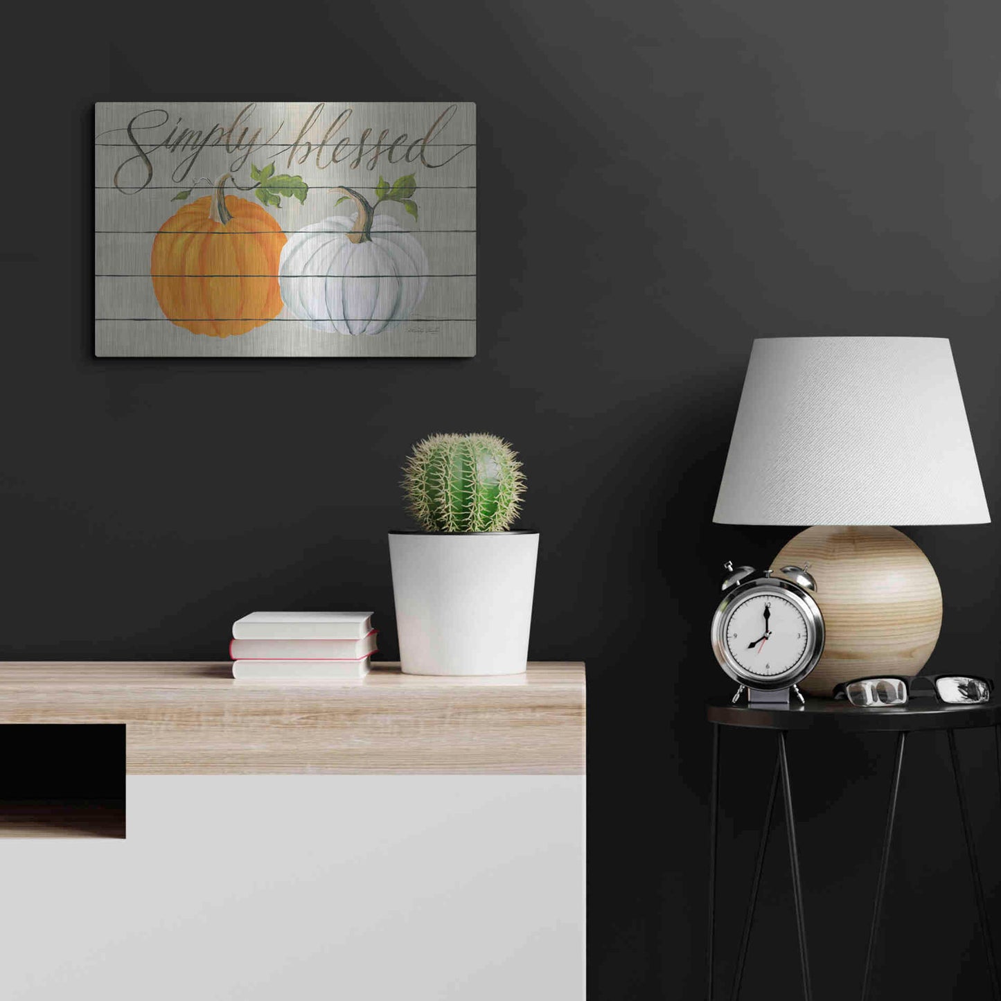 Luxe Metal Art 'Simply Blessed Pumpkins' by Cindy Jacobs, Metal Wall Art,24x16