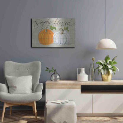 Luxe Metal Art 'Simply Blessed Pumpkins' by Cindy Jacobs, Metal Wall Art,24x16