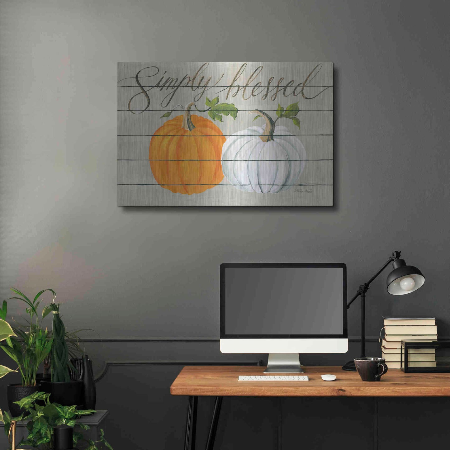 Luxe Metal Art 'Simply Blessed Pumpkins' by Cindy Jacobs, Metal Wall Art,36x24