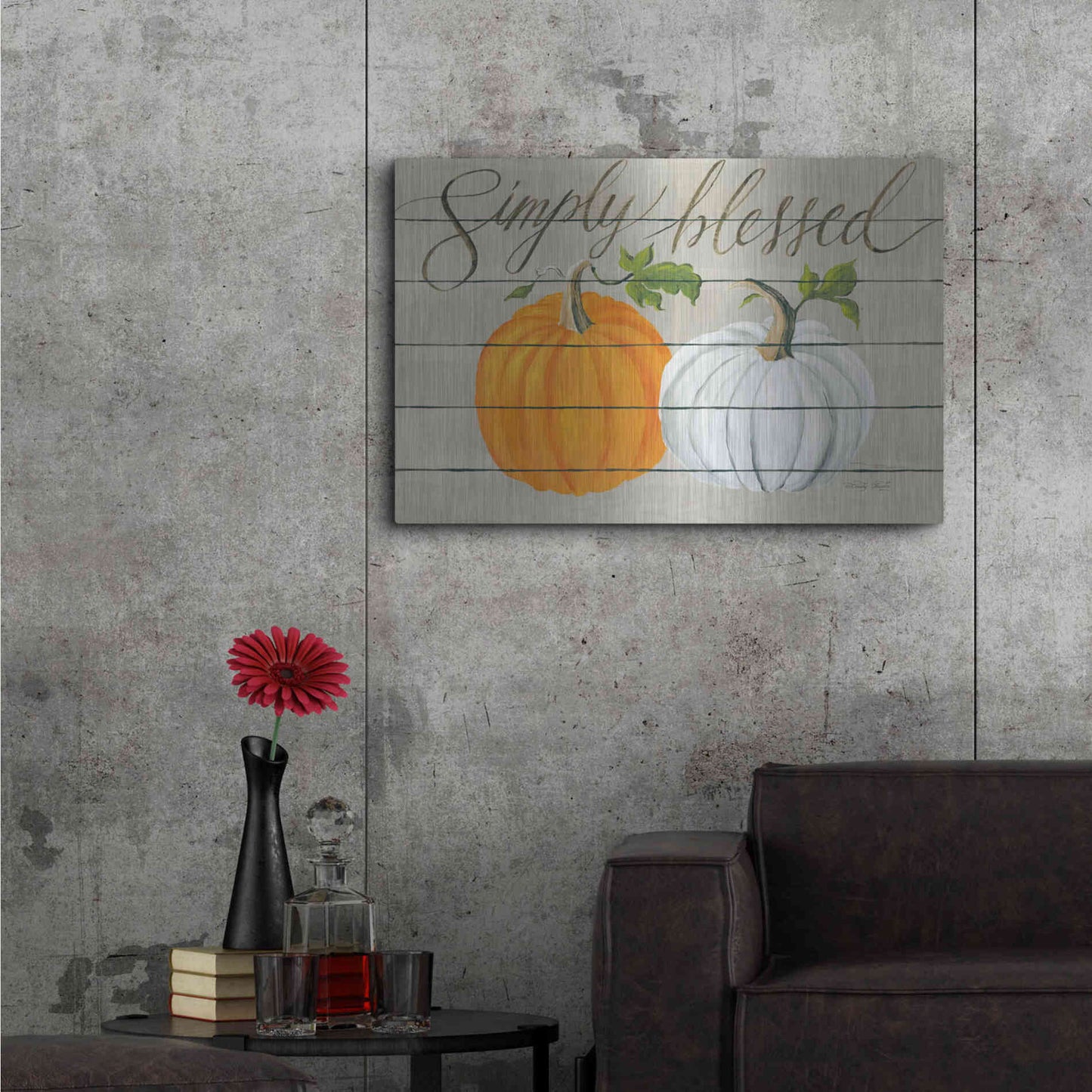 Luxe Metal Art 'Simply Blessed Pumpkins' by Cindy Jacobs, Metal Wall Art,36x24