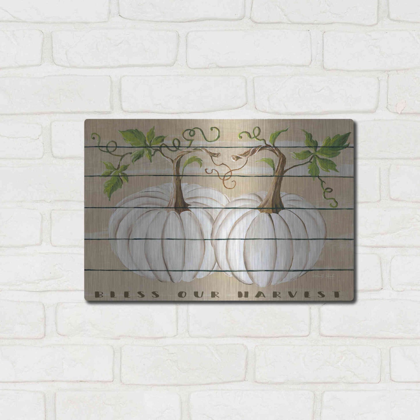 Luxe Metal Art 'Bless Our Harvest' by Cindy Jacobs, Metal Wall Art,16x12