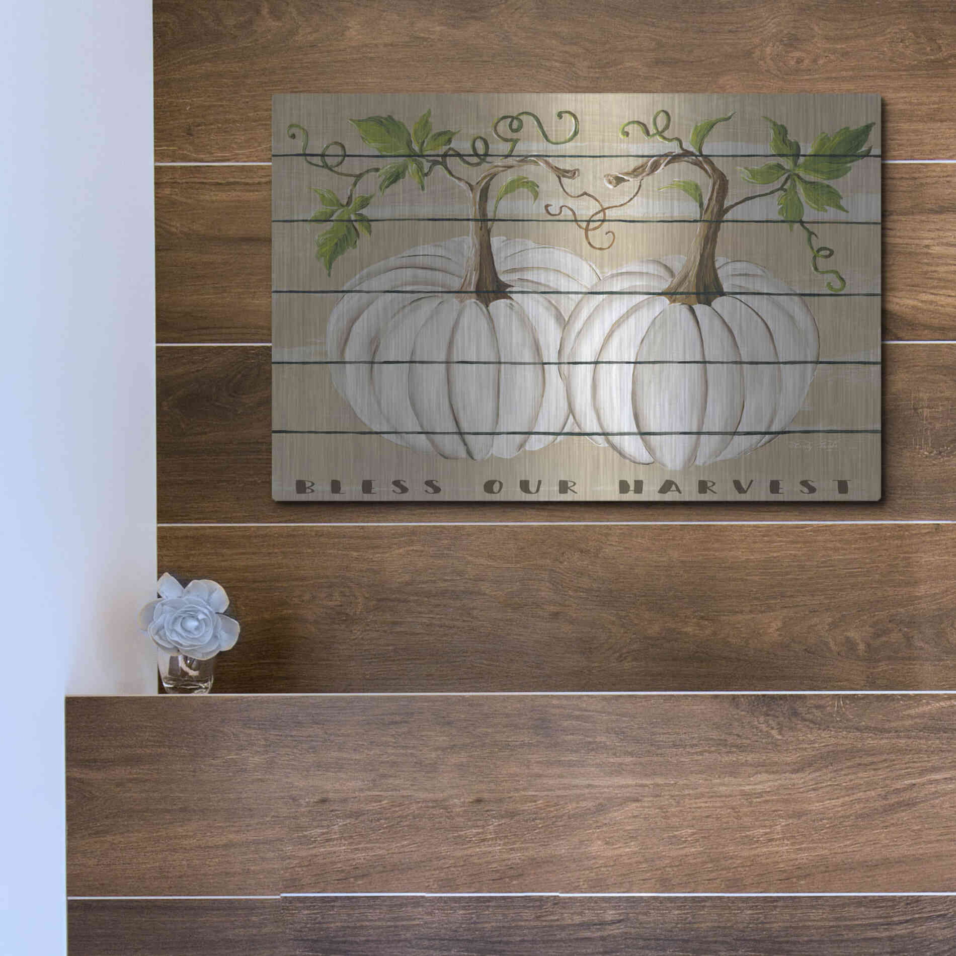 Luxe Metal Art 'Bless Our Harvest' by Cindy Jacobs, Metal Wall Art,16x12