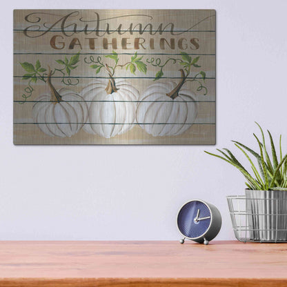 Luxe Metal Art 'Autumn Gatherings' by Cindy Jacobs, Metal Wall Art,16x12