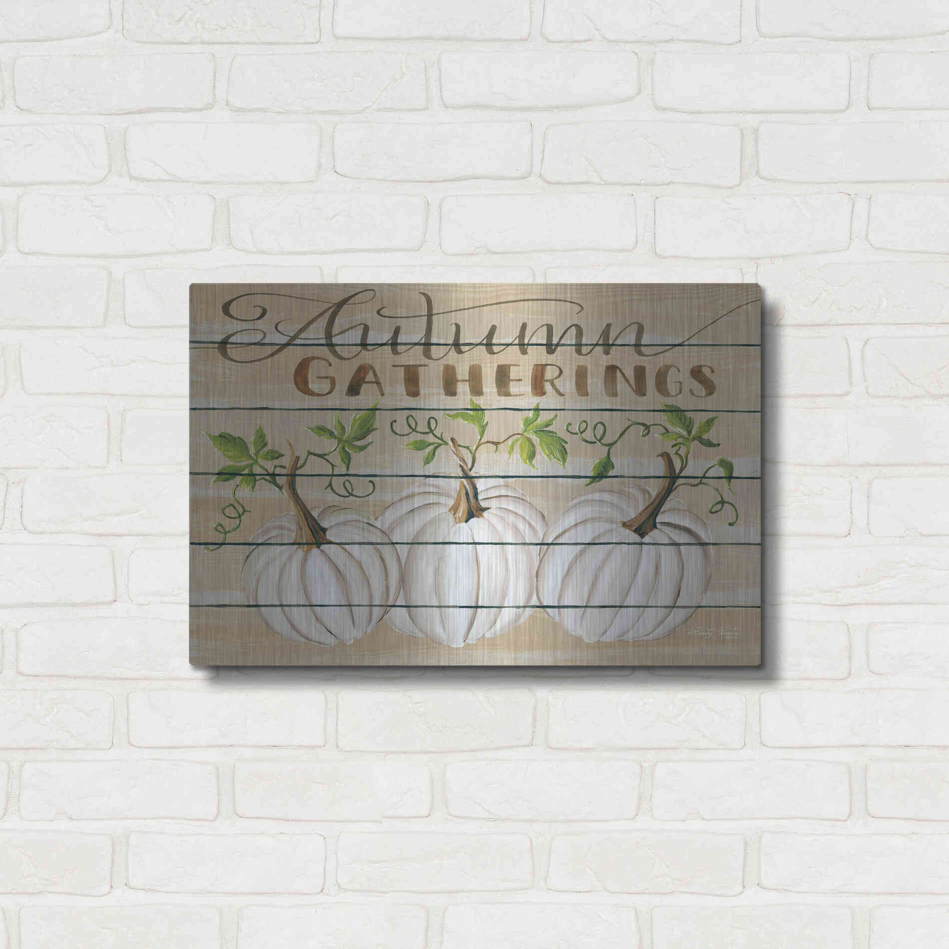 Luxe Metal Art 'Autumn Gatherings' by Cindy Jacobs, Metal Wall Art,24x16