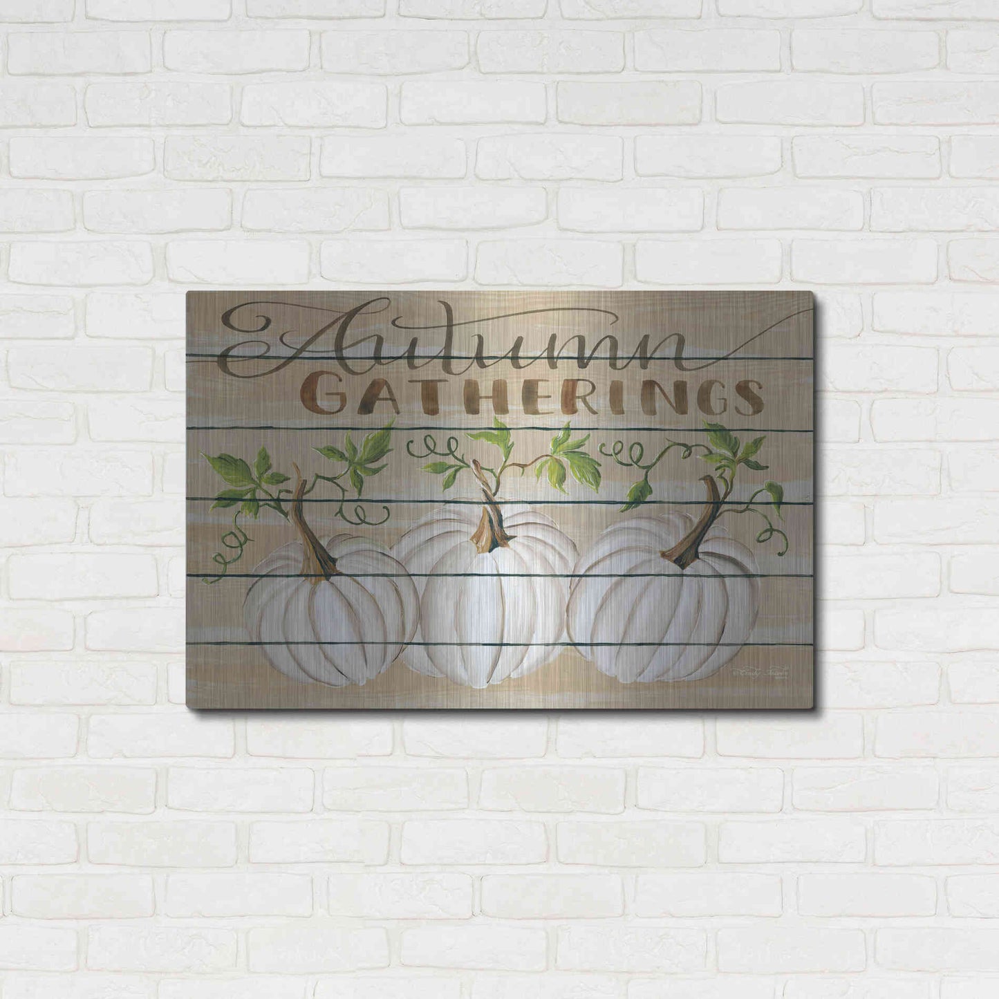 Luxe Metal Art 'Autumn Gatherings' by Cindy Jacobs, Metal Wall Art,36x24