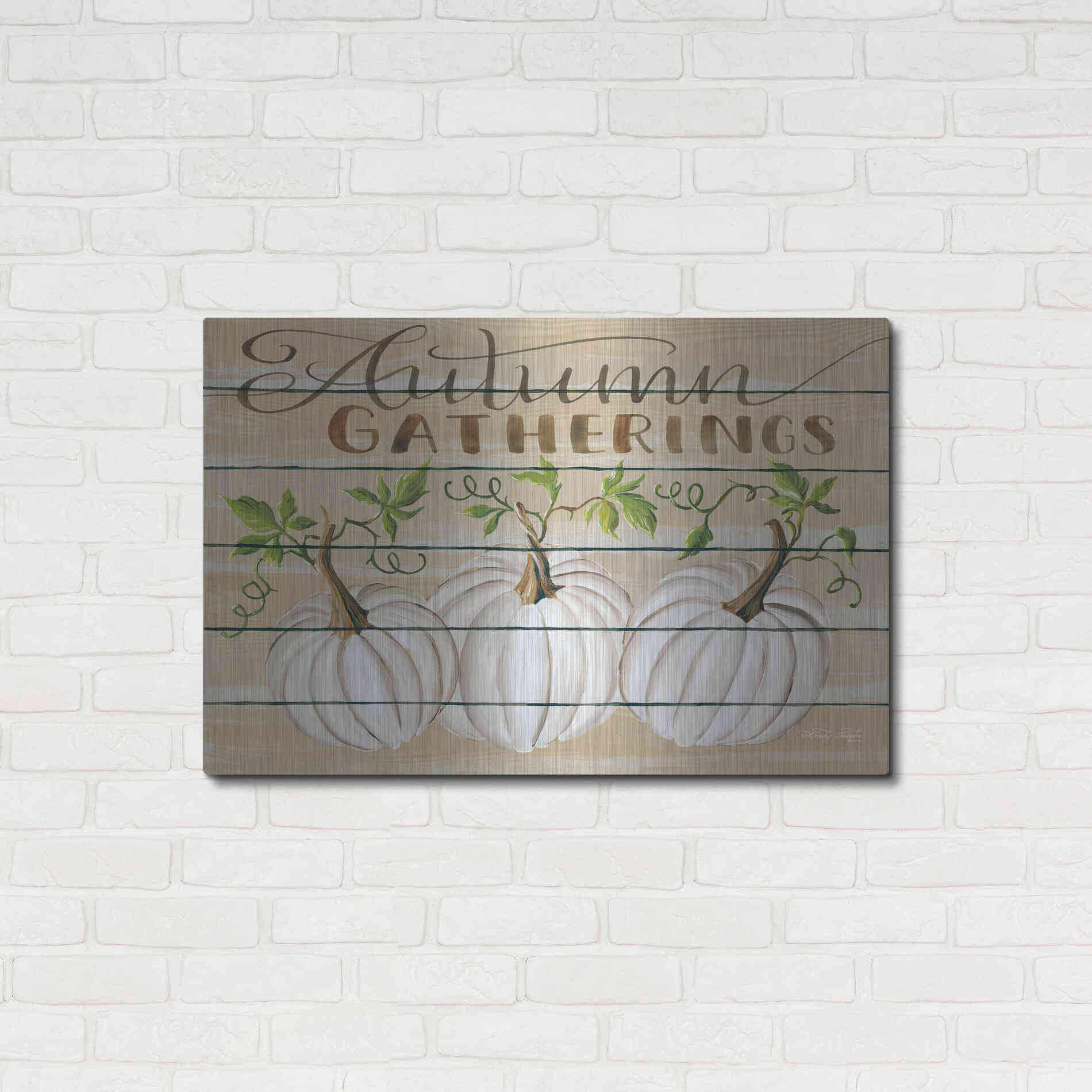 Luxe Metal Art 'Autumn Gatherings' by Cindy Jacobs, Metal Wall Art,36x24