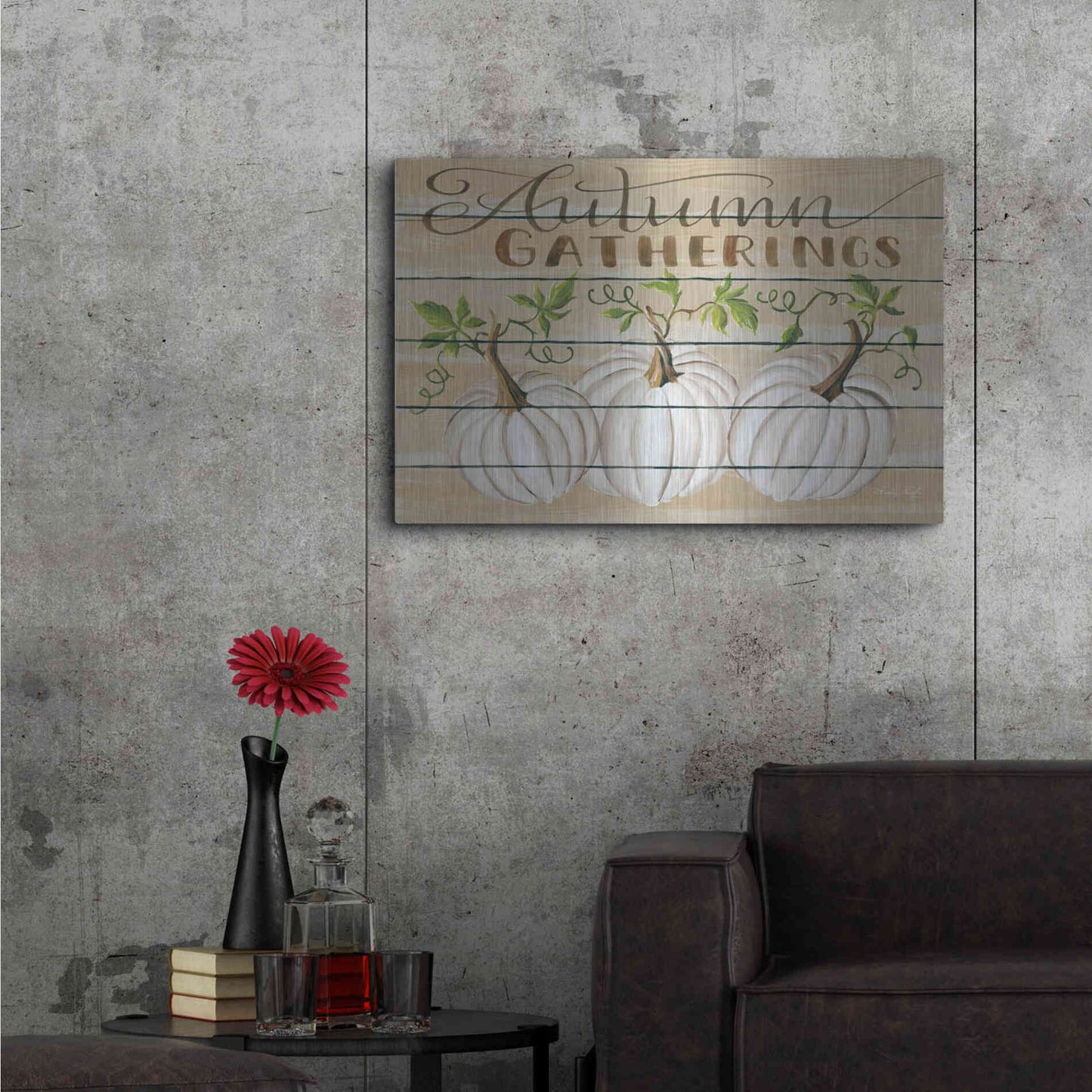 Luxe Metal Art 'Autumn Gatherings' by Cindy Jacobs, Metal Wall Art,36x24