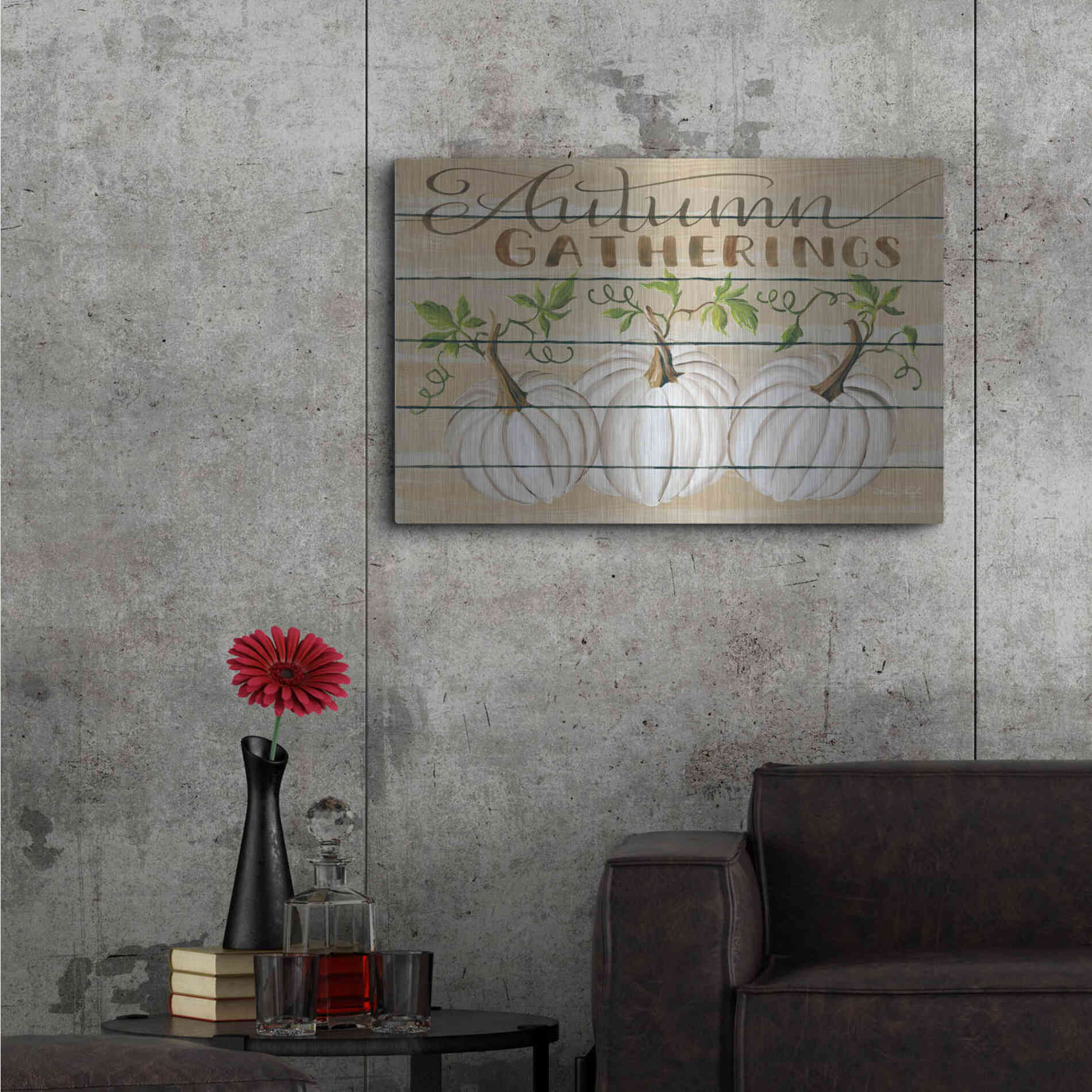 Luxe Metal Art 'Autumn Gatherings' by Cindy Jacobs, Metal Wall Art,36x24