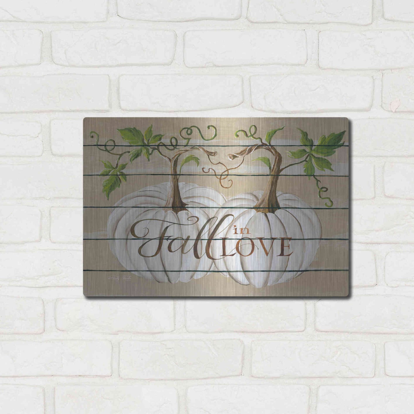 Luxe Metal Art 'Fall in Love' by Cindy Jacobs, Metal Wall Art,16x12