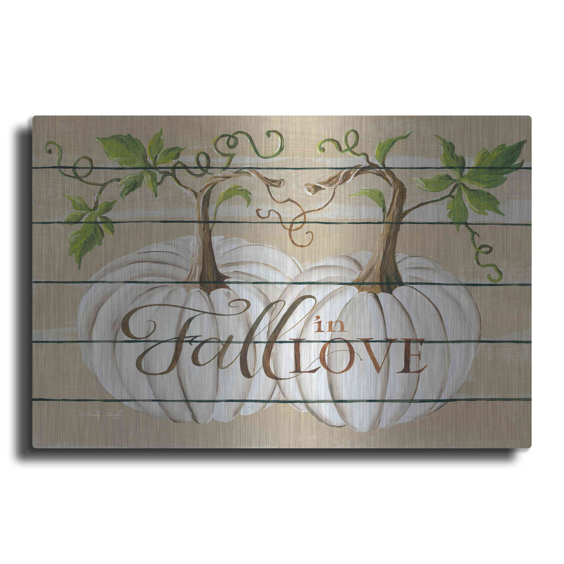 Luxe Metal Art 'Fall in Love' by Cindy Jacobs, Metal Wall Art