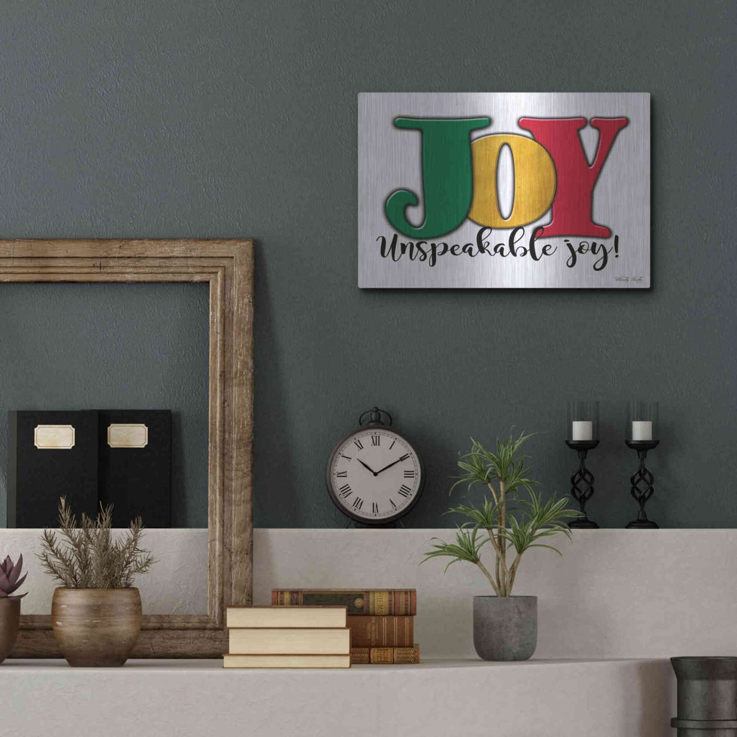 Luxe Metal Art 'Joy - Unspeakable Joy!' by Cindy Jacobs, Metal Wall Art,16x12