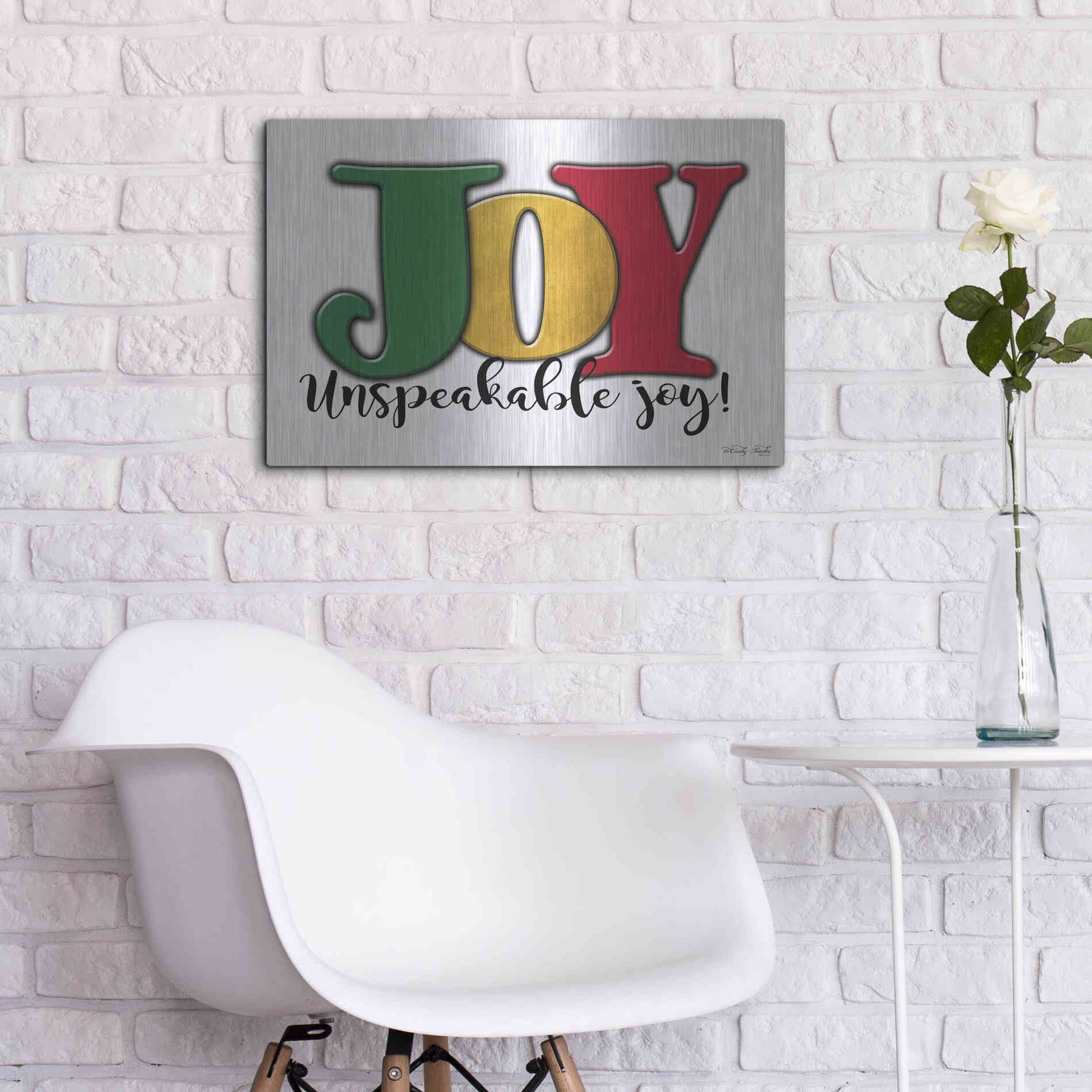 Luxe Metal Art 'Joy - Unspeakable Joy!' by Cindy Jacobs, Metal Wall Art,24x16