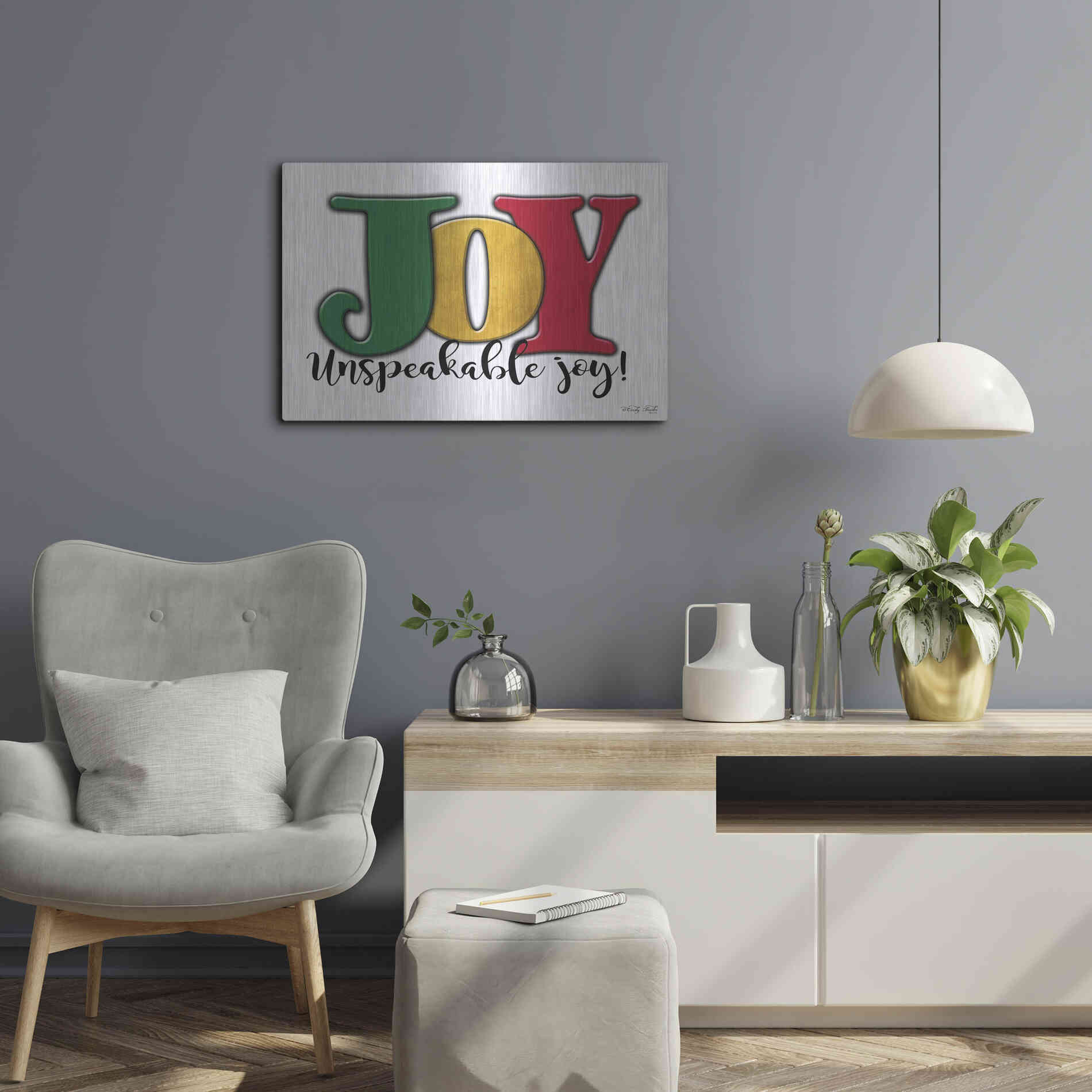 Luxe Metal Art 'Joy - Unspeakable Joy!' by Cindy Jacobs, Metal Wall Art,24x16