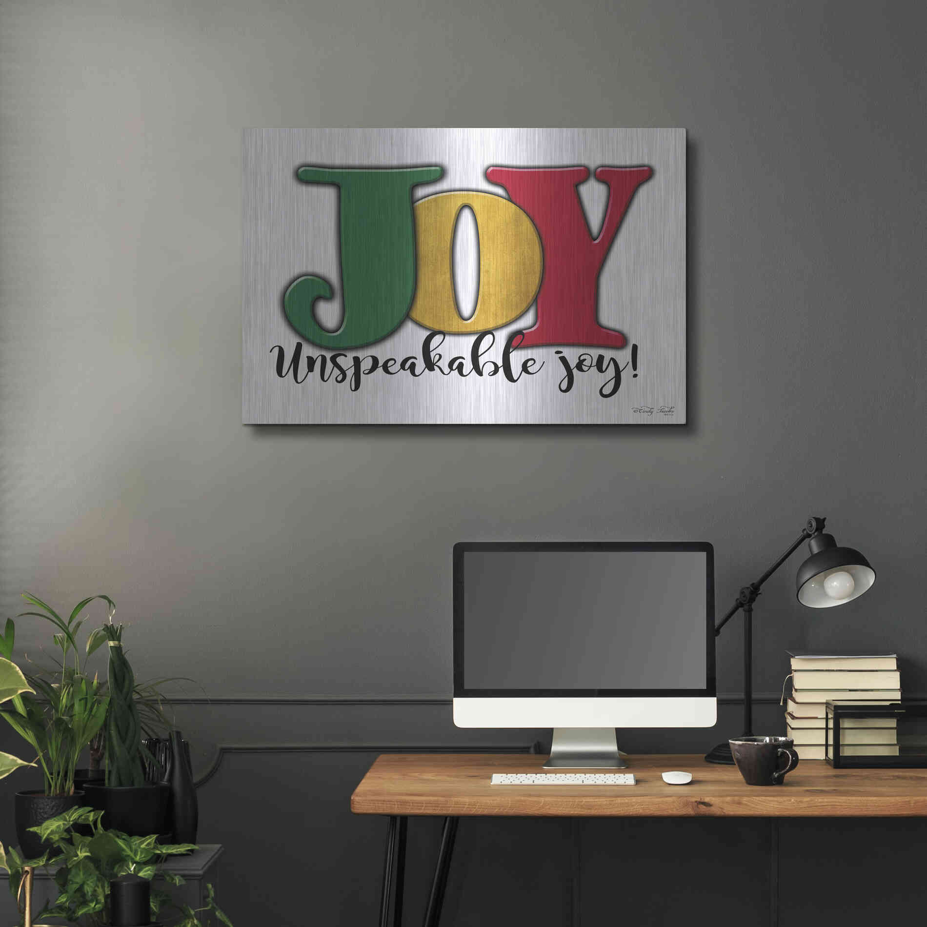 Luxe Metal Art 'Joy - Unspeakable Joy!' by Cindy Jacobs, Metal Wall Art,36x24