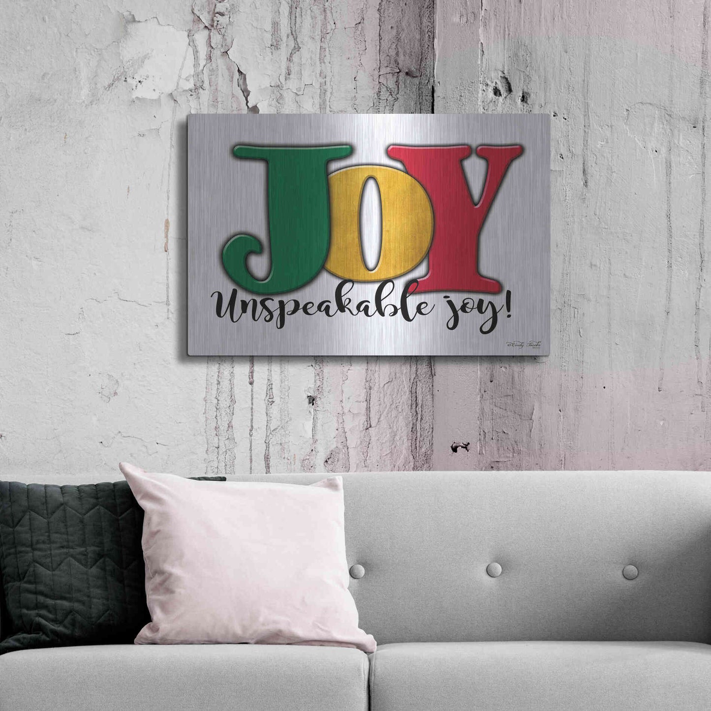 Luxe Metal Art 'Joy - Unspeakable Joy!' by Cindy Jacobs, Metal Wall Art,36x24