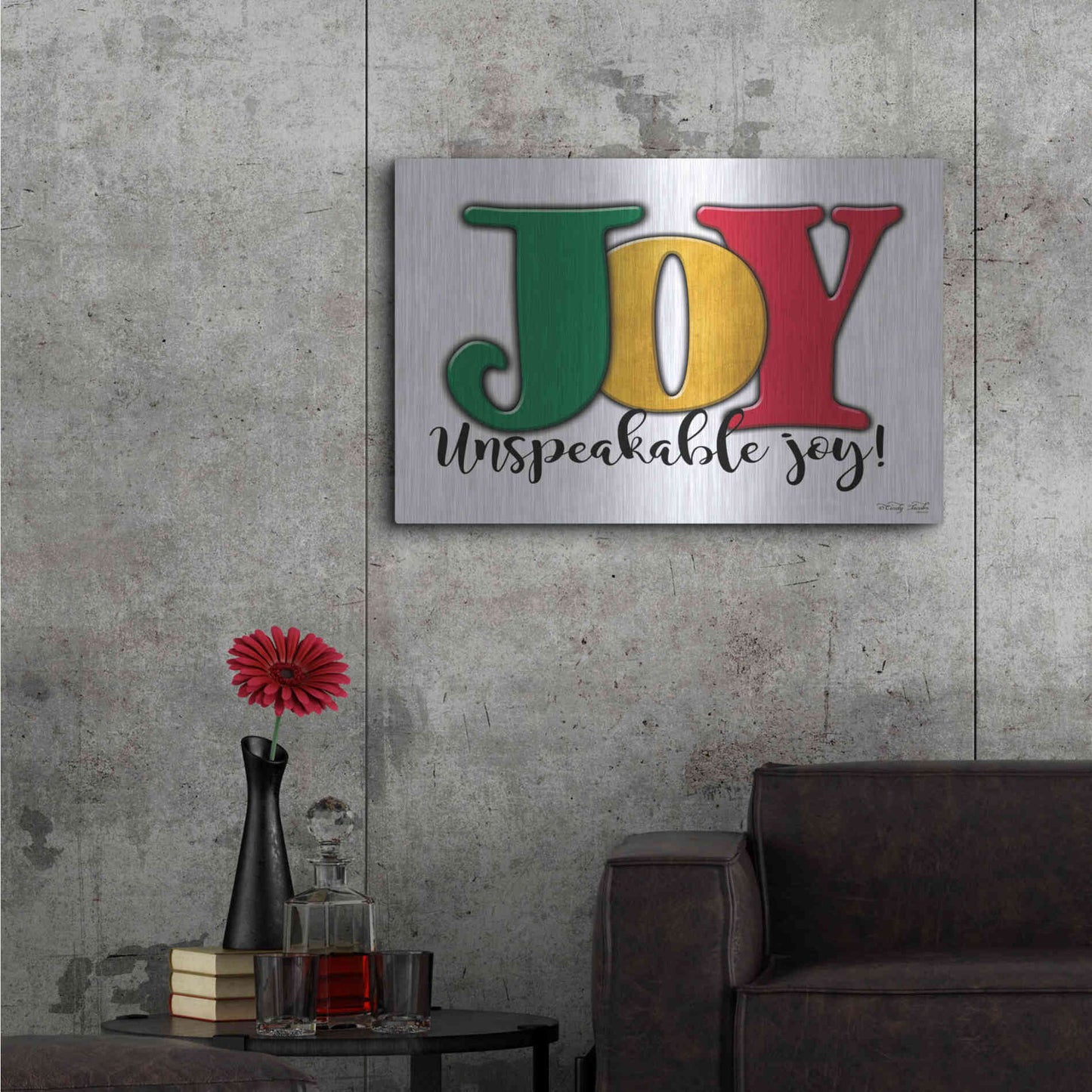 Luxe Metal Art 'Joy - Unspeakable Joy!' by Cindy Jacobs, Metal Wall Art,36x24