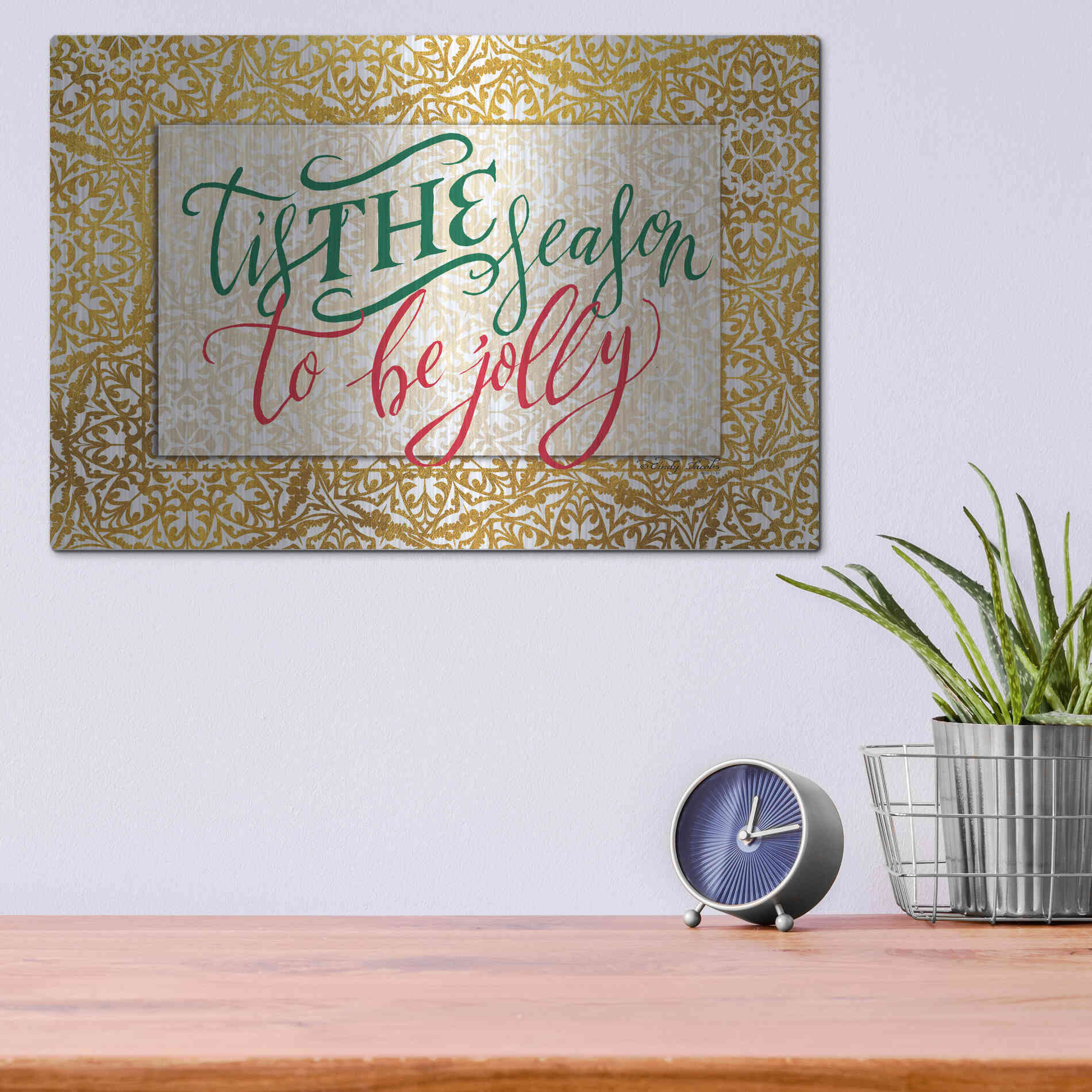 Luxe Metal Art 'Tis the Season' by Cindy Jacobs, Metal Wall Art,16x12