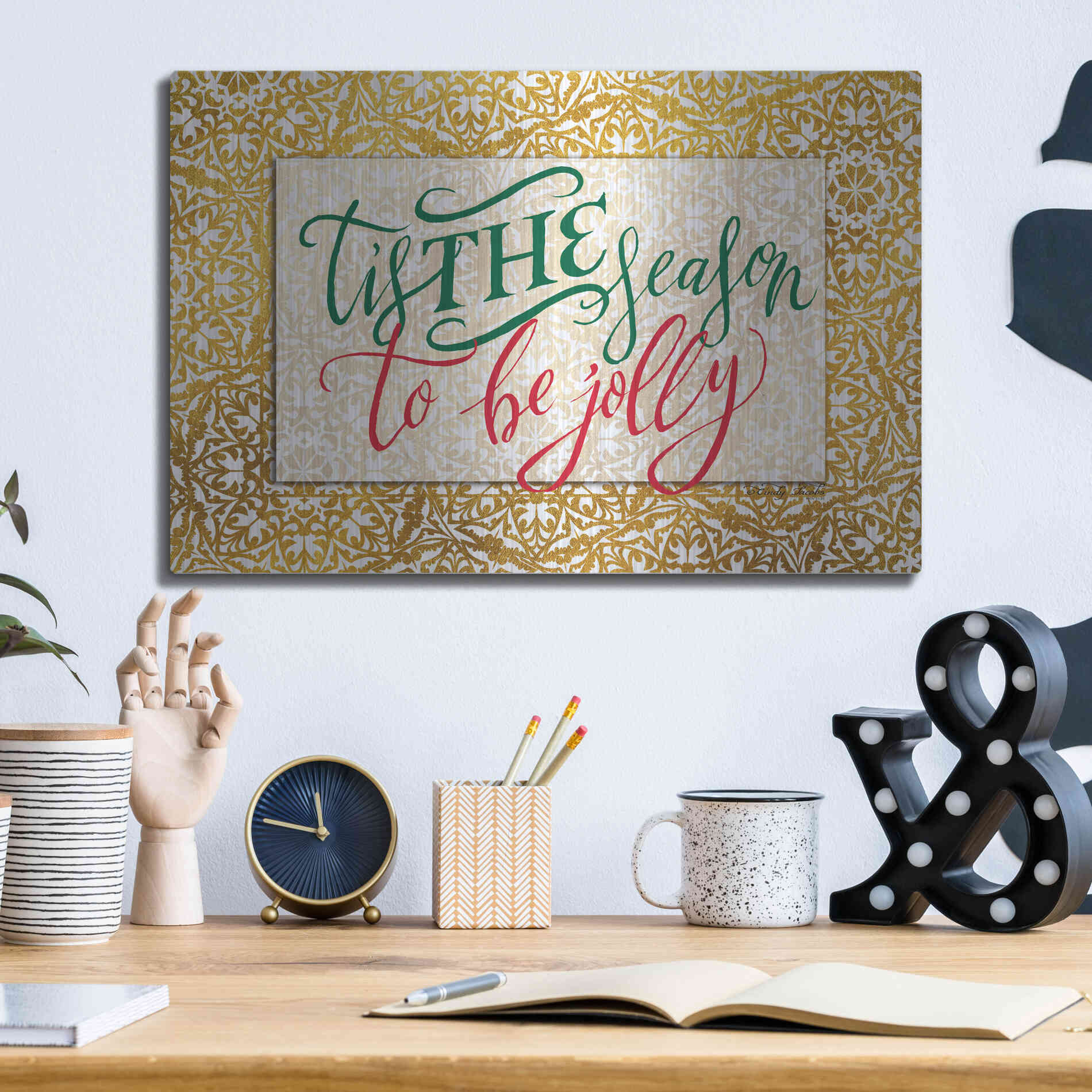 Luxe Metal Art 'Tis the Season' by Cindy Jacobs, Metal Wall Art,16x12