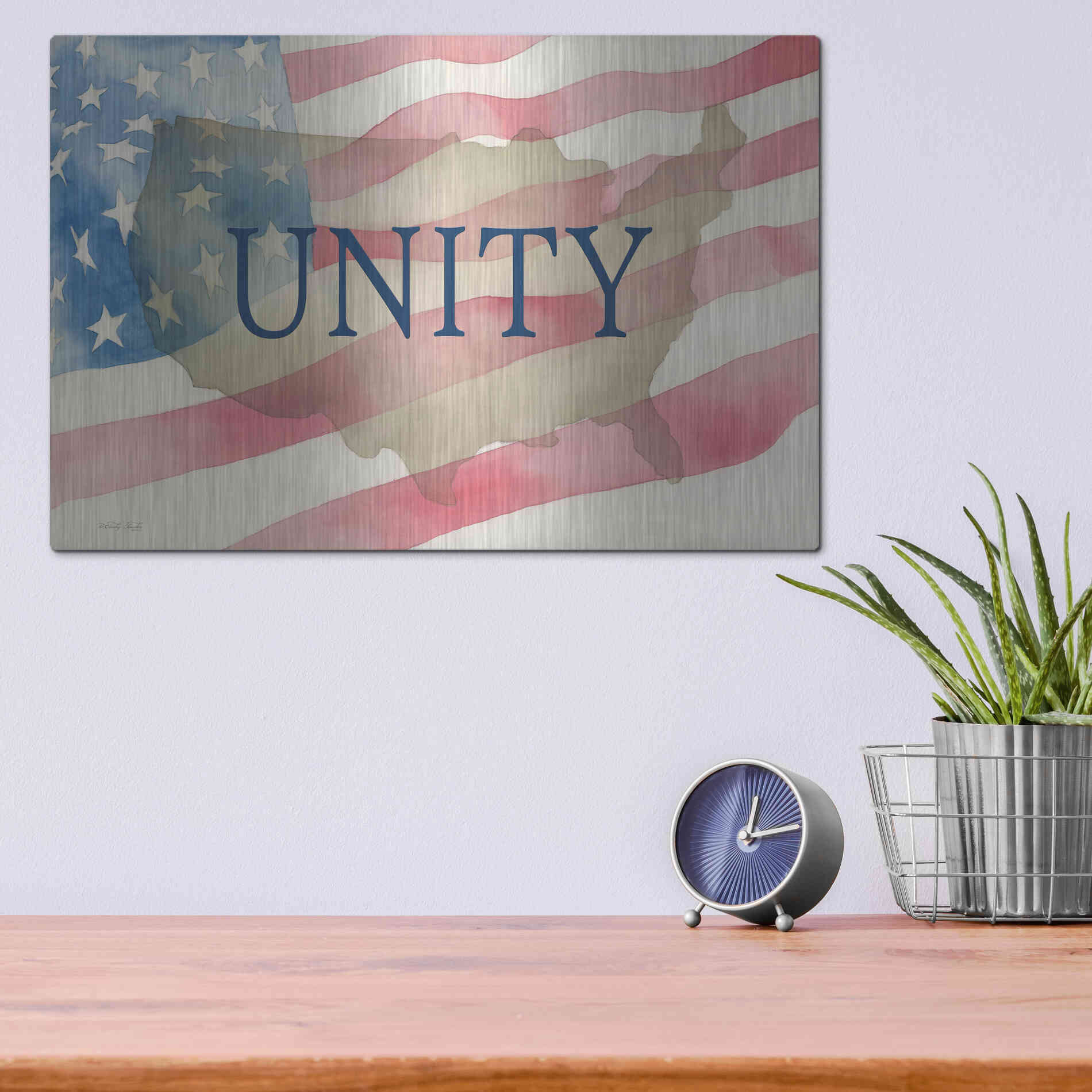 Luxe Metal Art 'USA Unity' by Cindy Jacobs, Metal Wall Art,16x12