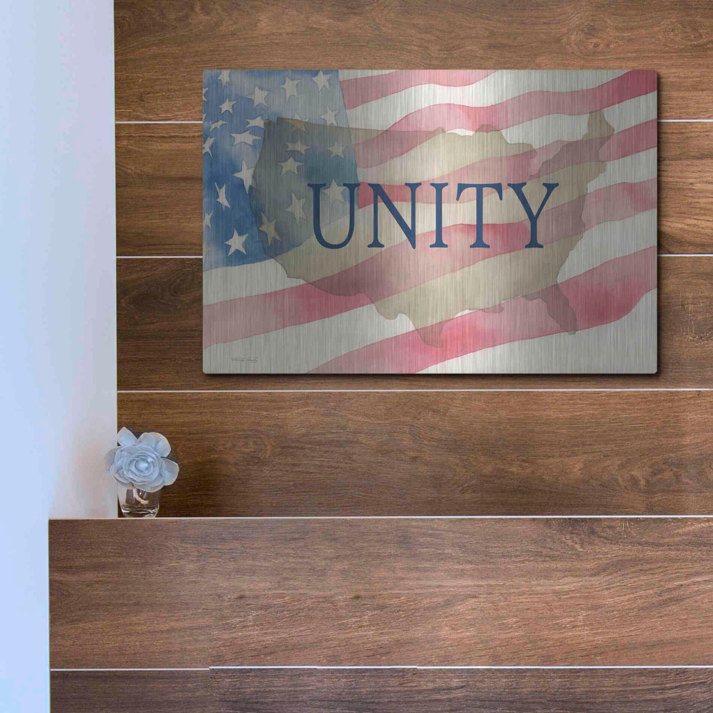 Luxe Metal Art 'USA Unity' by Cindy Jacobs, Metal Wall Art,16x12