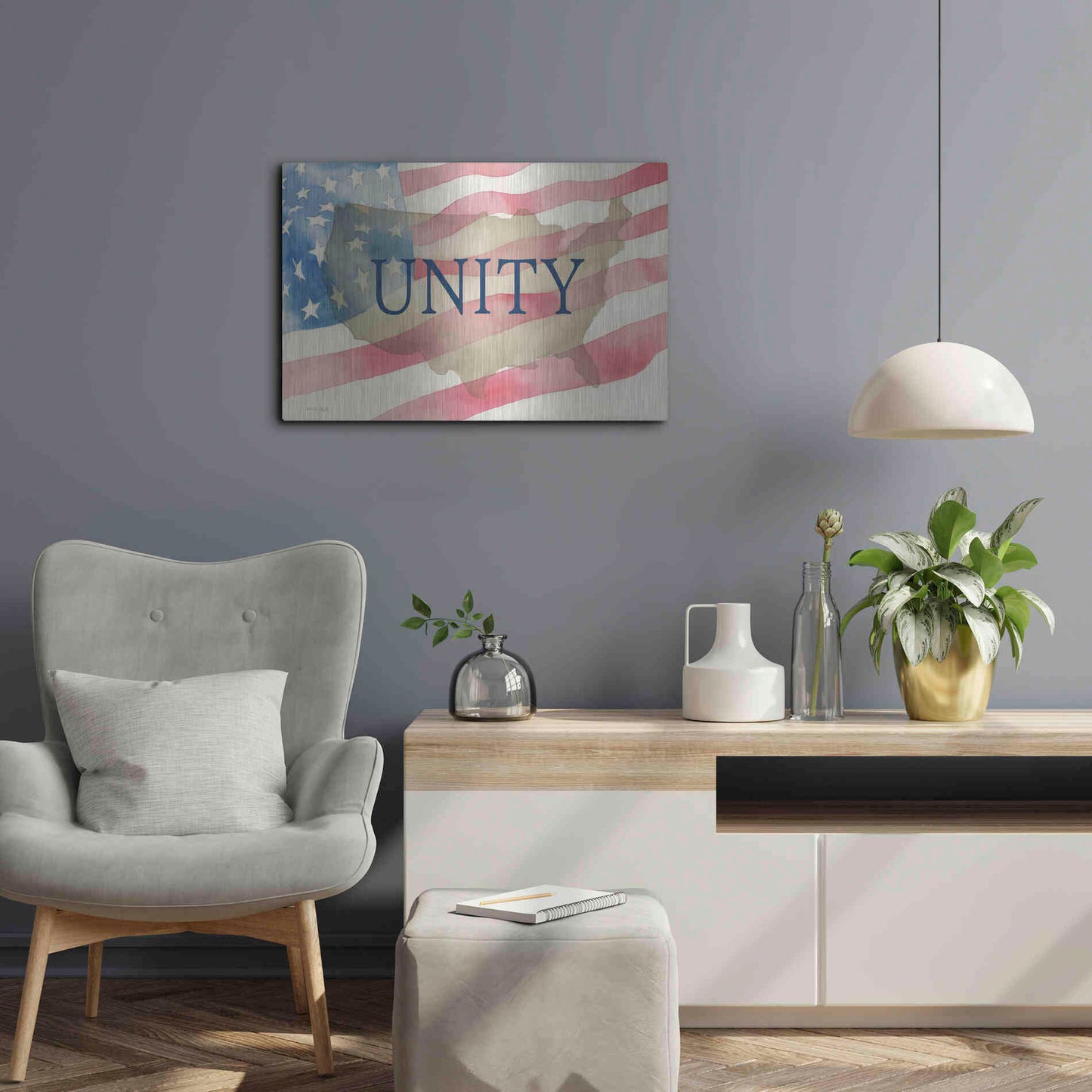 Luxe Metal Art 'USA Unity' by Cindy Jacobs, Metal Wall Art,24x16