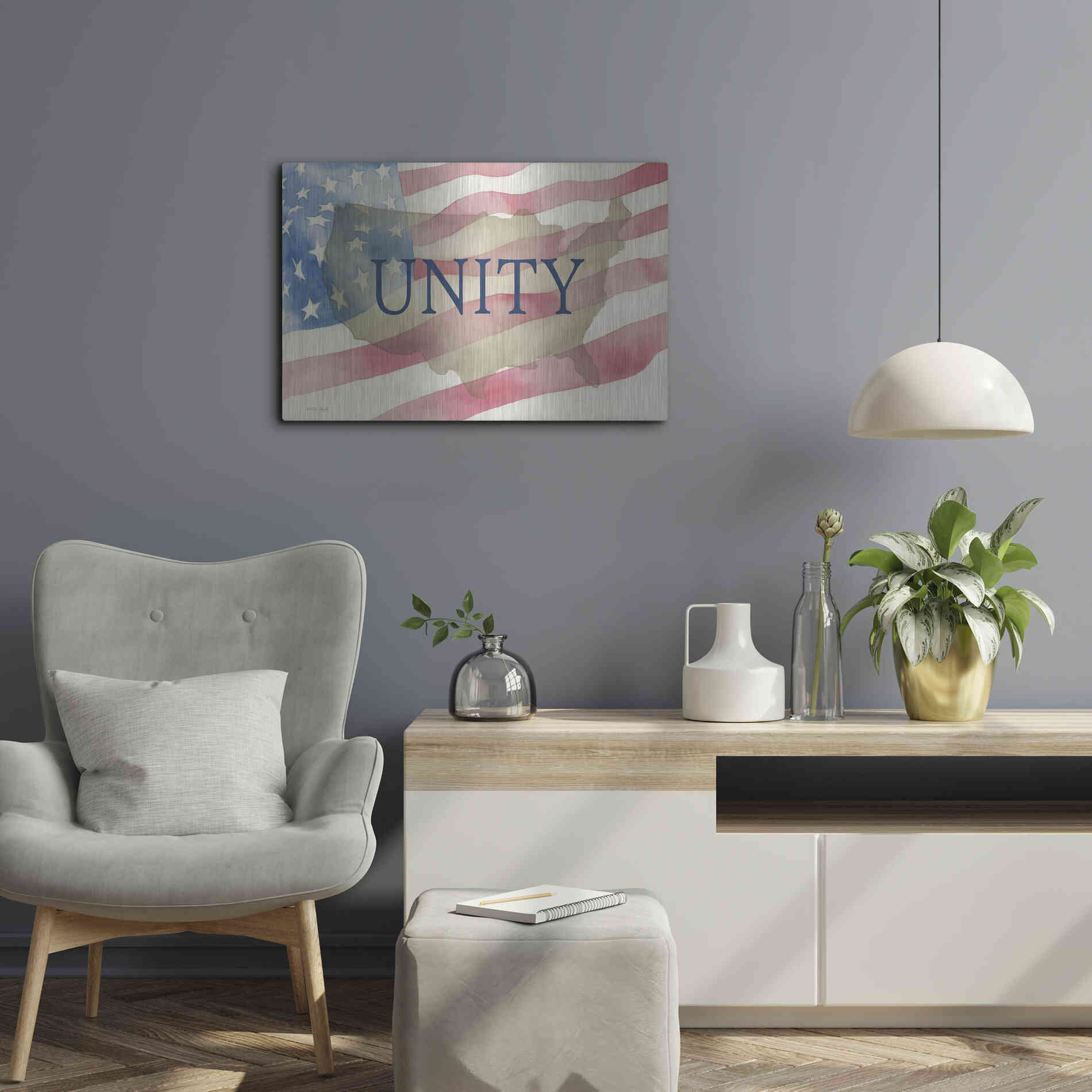 Luxe Metal Art 'USA Unity' by Cindy Jacobs, Metal Wall Art,24x16