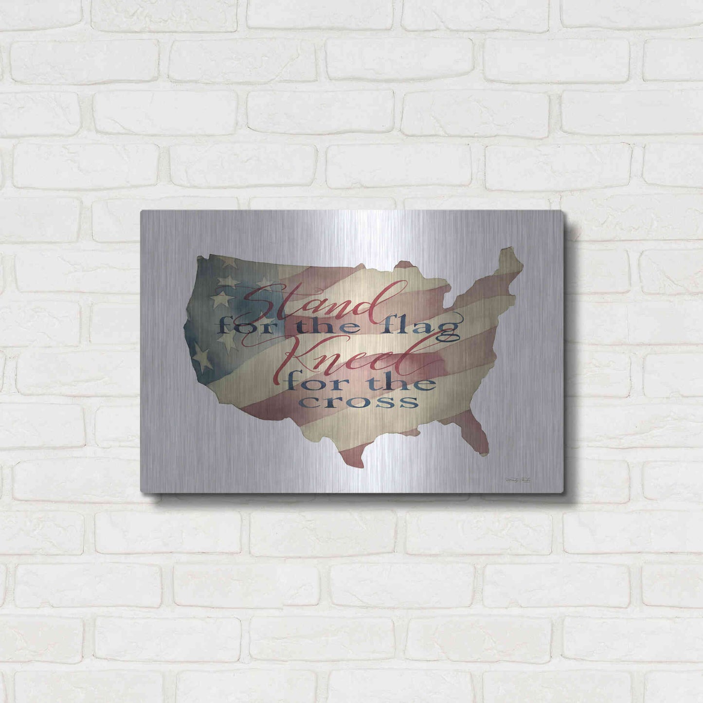 Luxe Metal Art 'USA Stand for the Flag' by Cindy Jacobs, Metal Wall Art,24x16