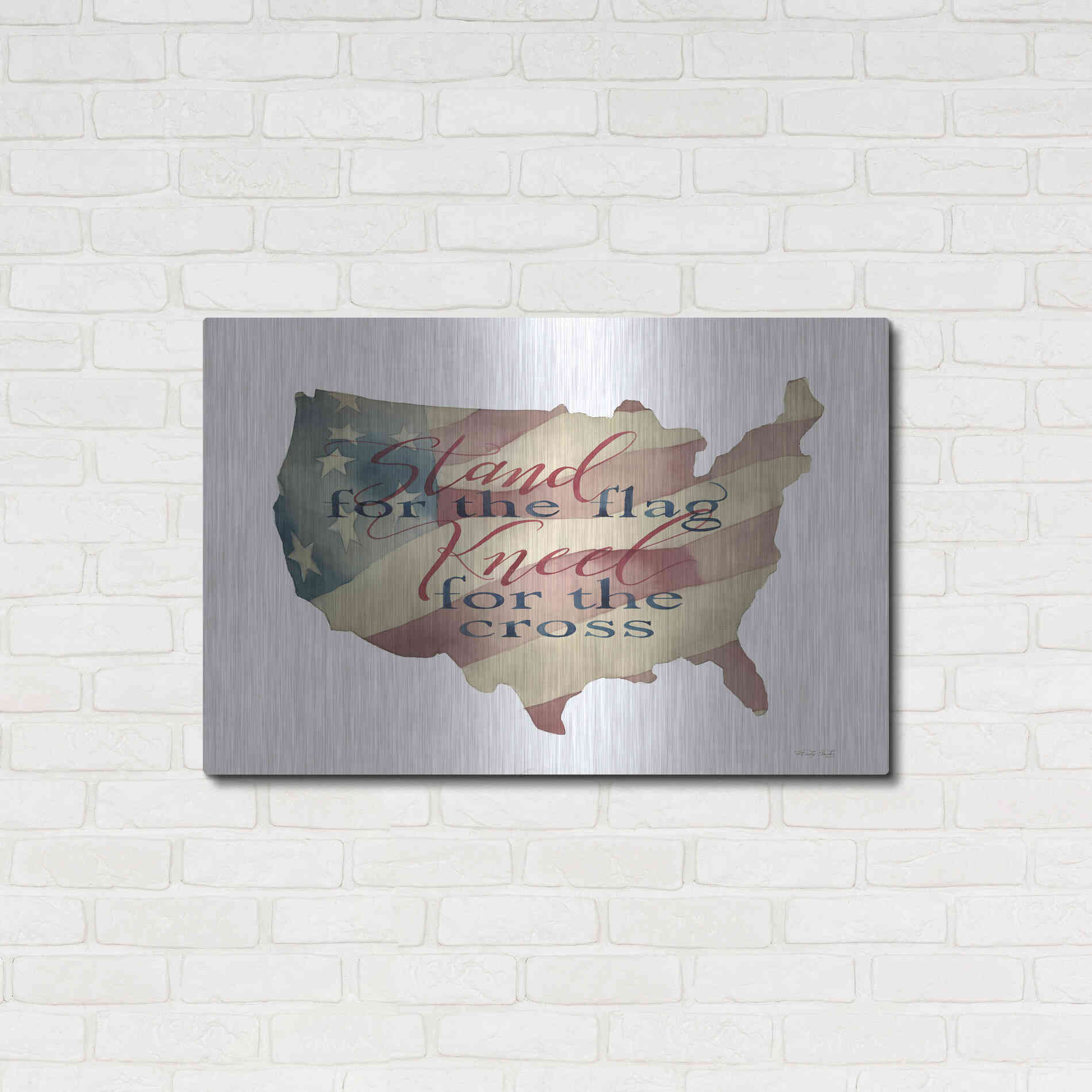 Luxe Metal Art 'USA Stand for the Flag' by Cindy Jacobs, Metal Wall Art,36x24