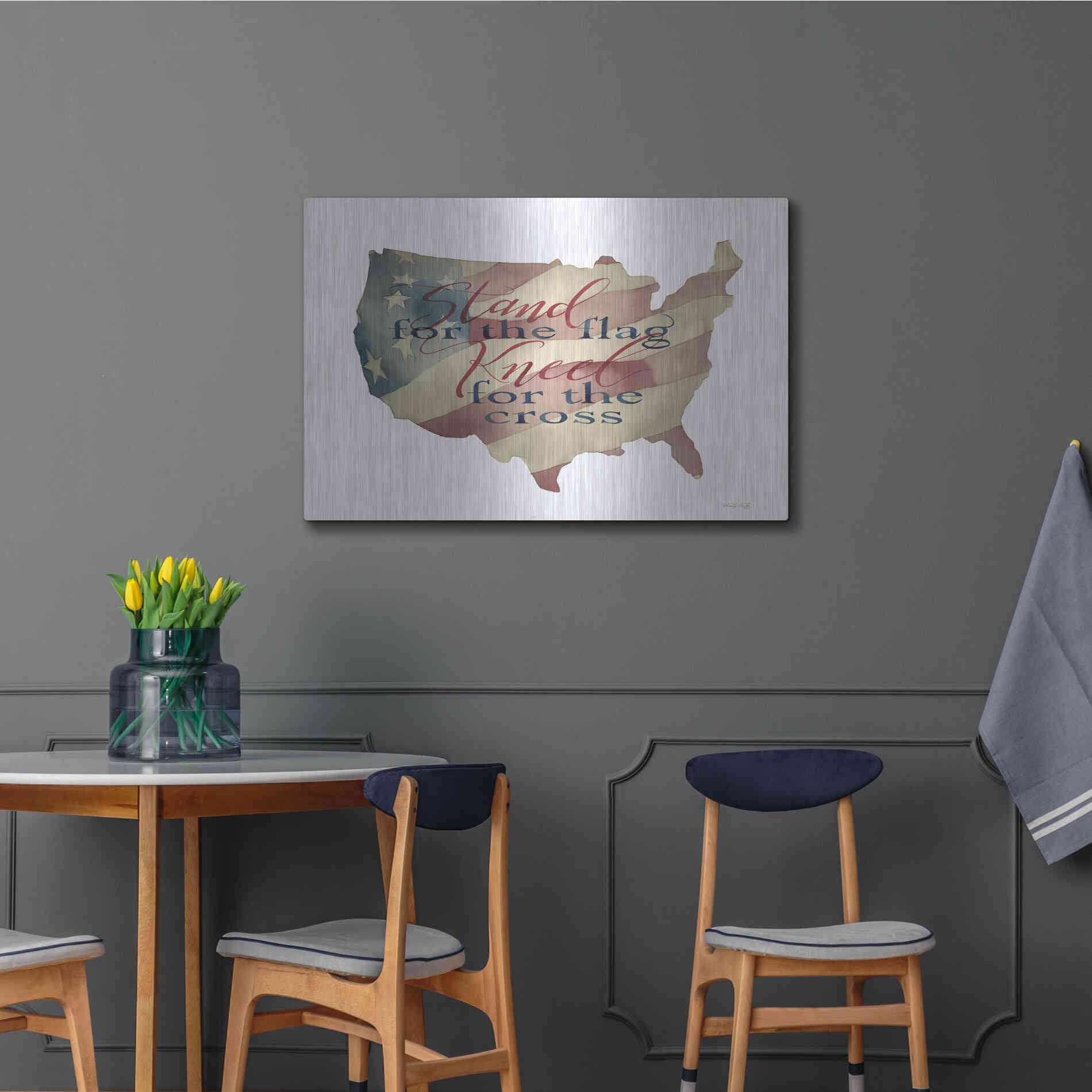 Luxe Metal Art 'USA Stand for the Flag' by Cindy Jacobs, Metal Wall Art,36x24