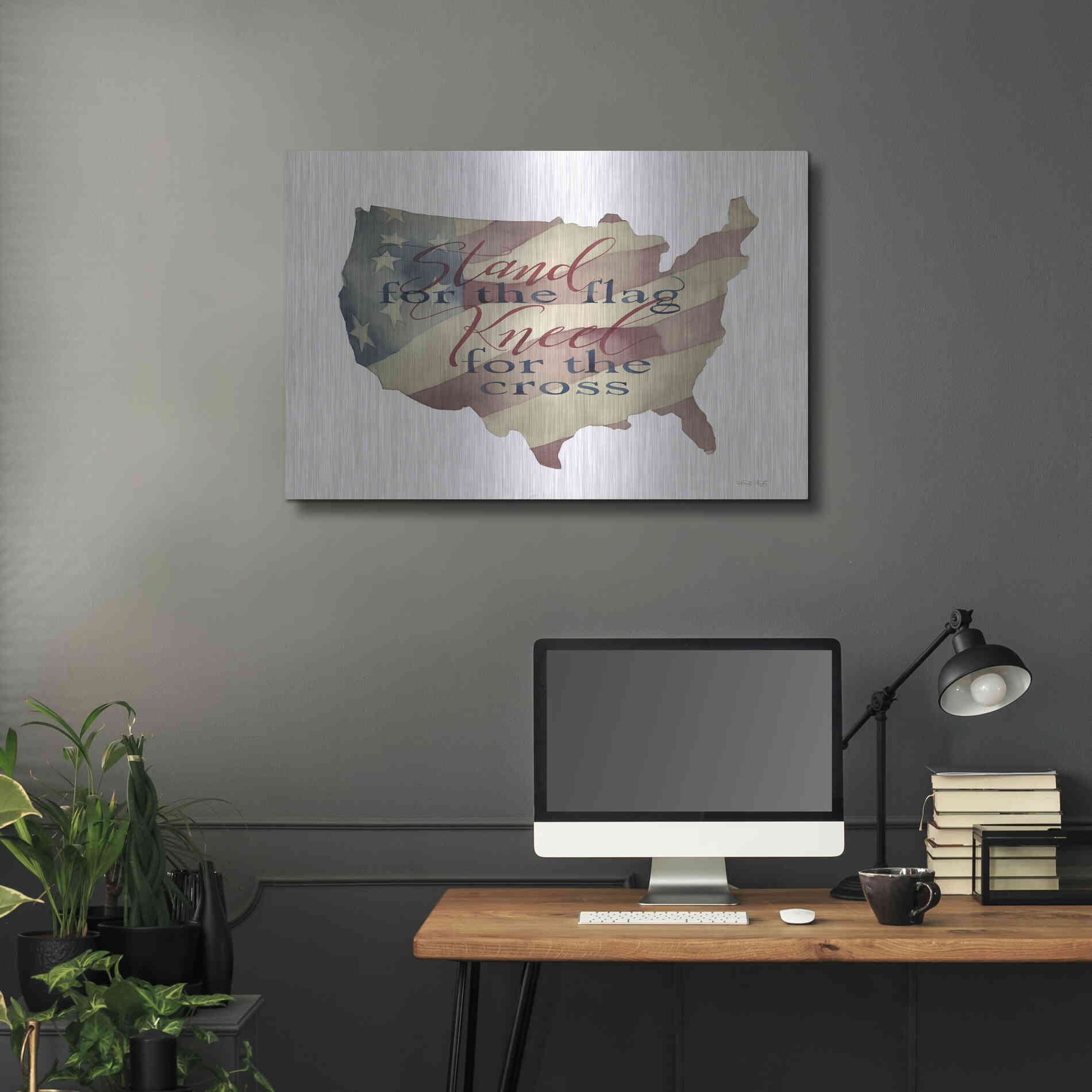 Luxe Metal Art 'USA Stand for the Flag' by Cindy Jacobs, Metal Wall Art,36x24