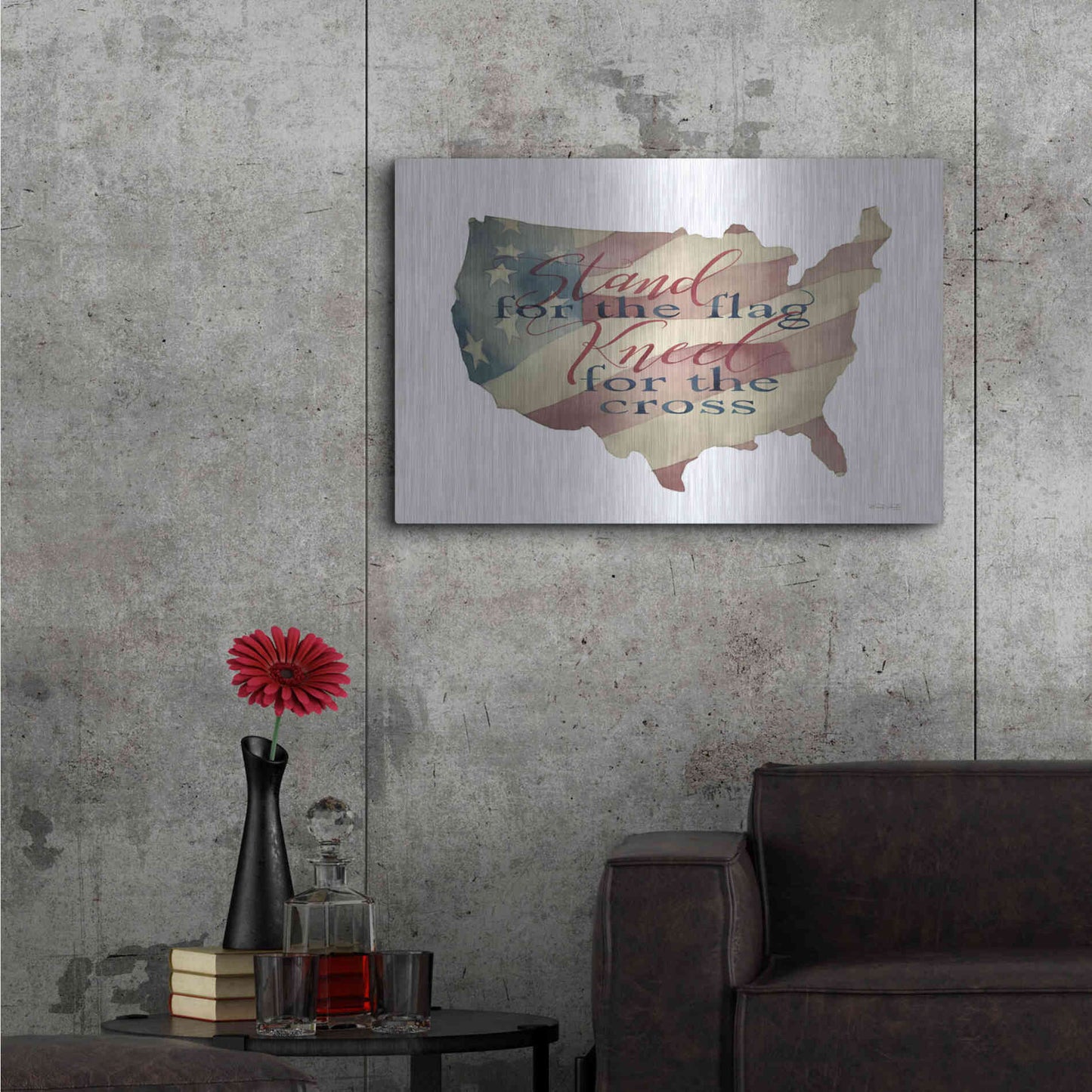 Luxe Metal Art 'USA Stand for the Flag' by Cindy Jacobs, Metal Wall Art,36x24