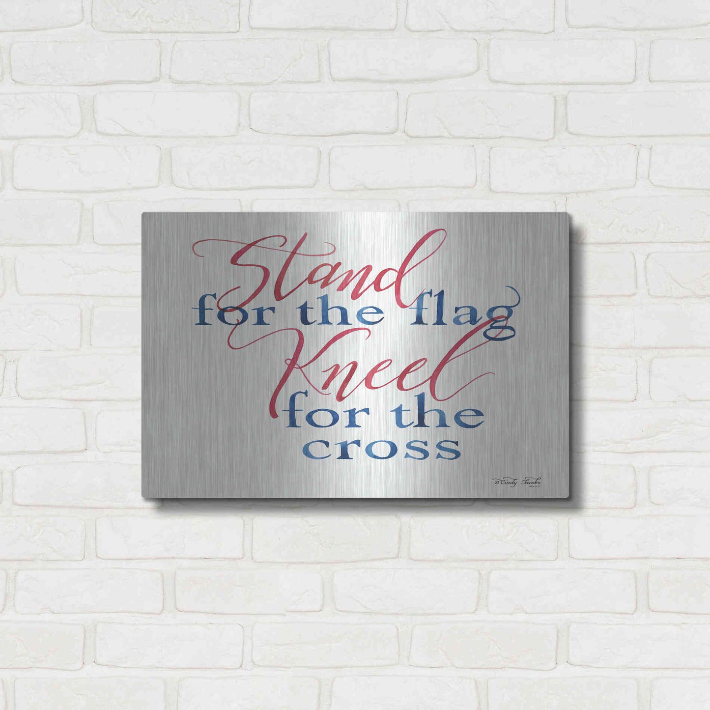 Luxe Metal Art 'Stand for the Flag' by Cindy Jacobs, Metal Wall Art,24x16