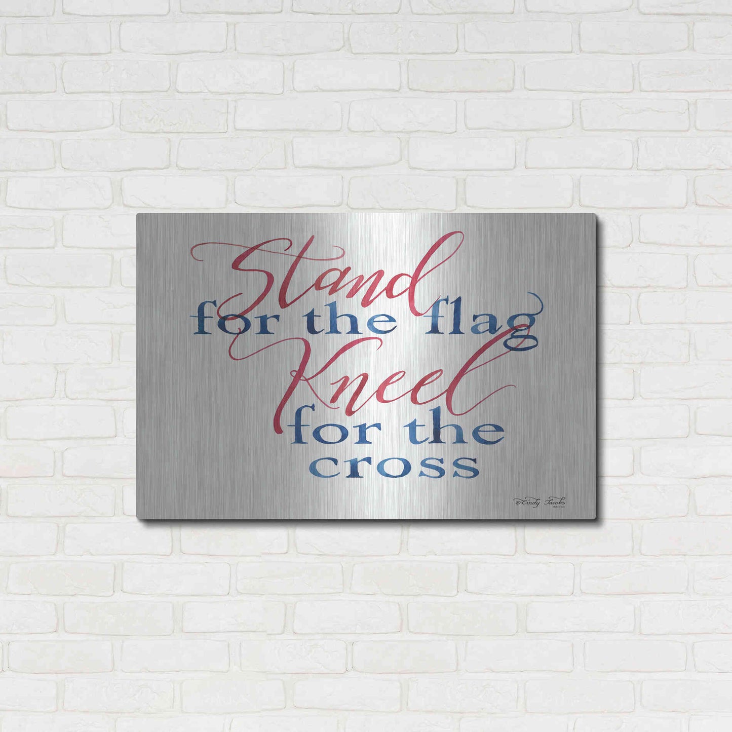 Luxe Metal Art 'Stand for the Flag' by Cindy Jacobs, Metal Wall Art,36x24
