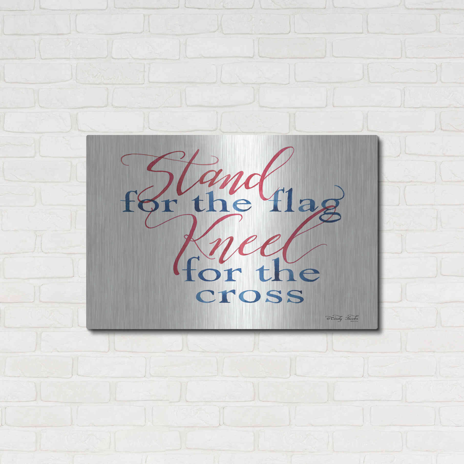 Luxe Metal Art 'Stand for the Flag' by Cindy Jacobs, Metal Wall Art,36x24