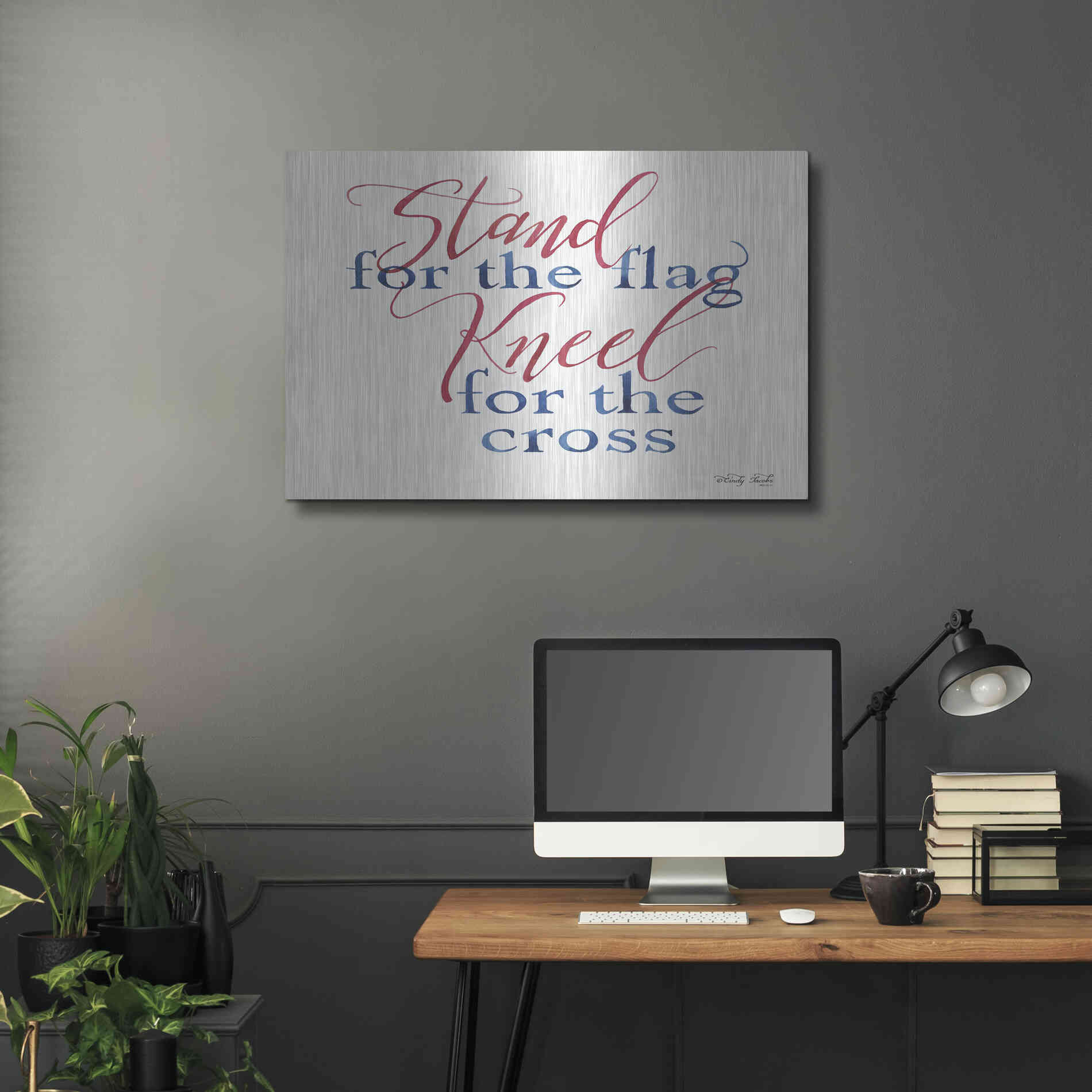 Luxe Metal Art 'Stand for the Flag' by Cindy Jacobs, Metal Wall Art,36x24