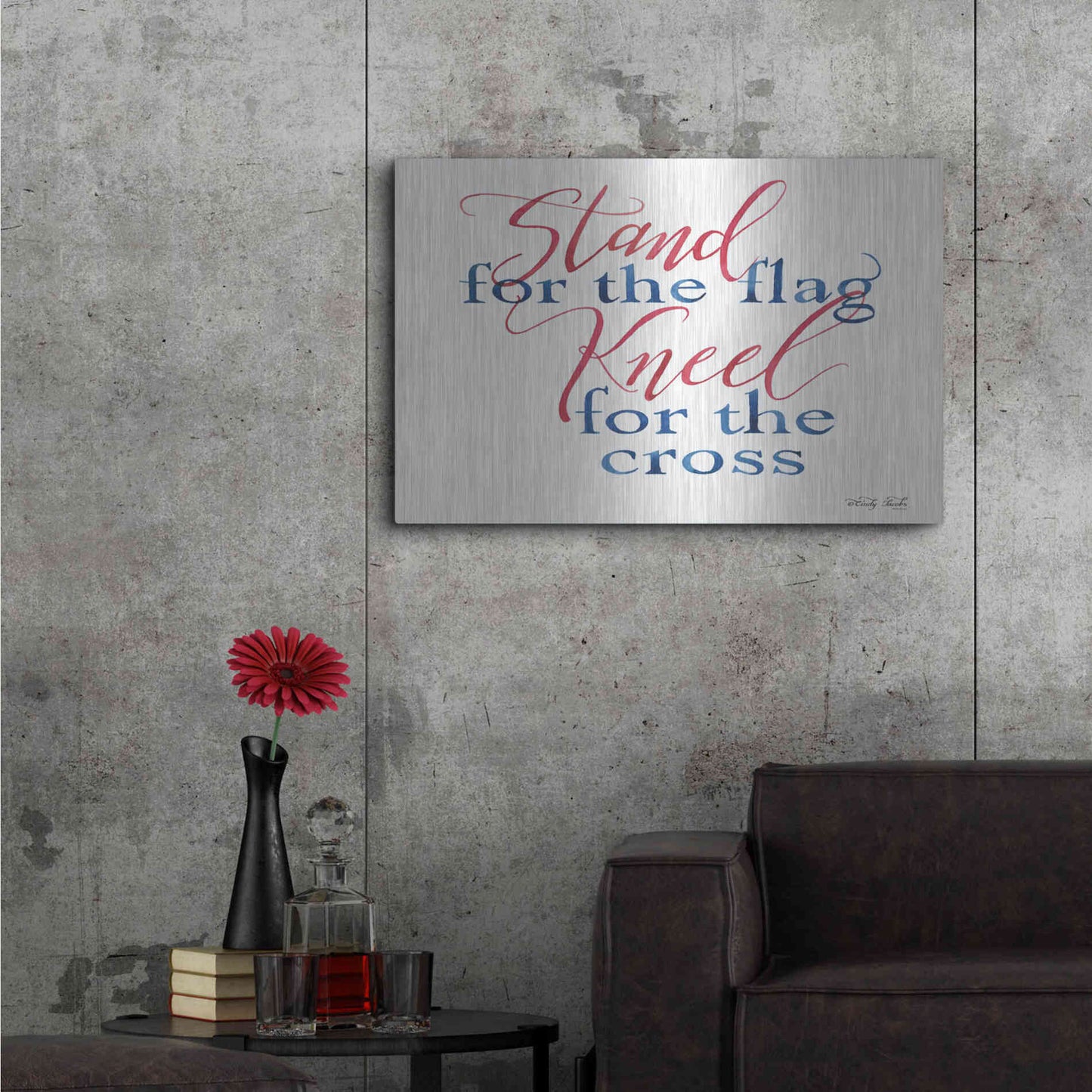 Luxe Metal Art 'Stand for the Flag' by Cindy Jacobs, Metal Wall Art,36x24