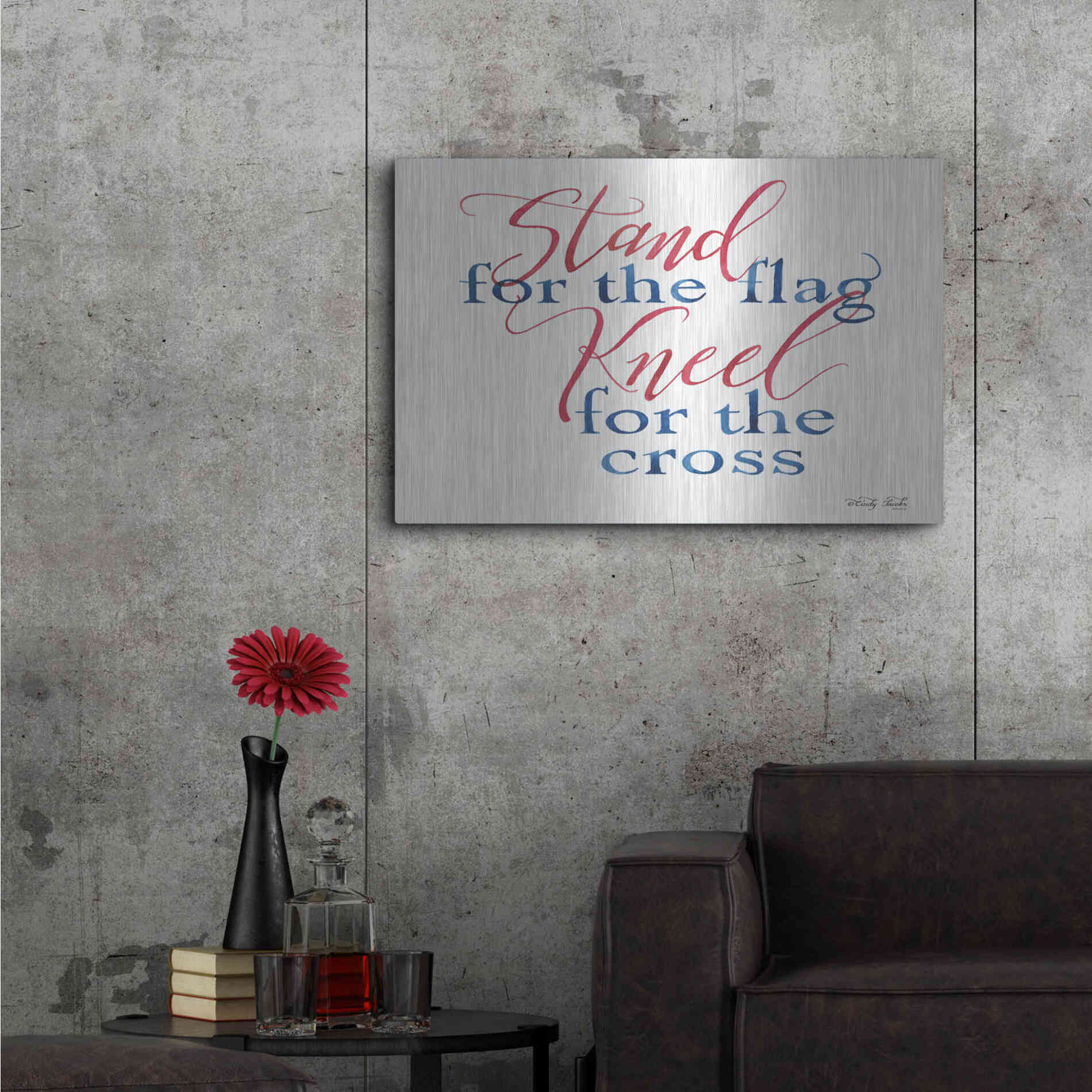 Luxe Metal Art 'Stand for the Flag' by Cindy Jacobs, Metal Wall Art,36x24