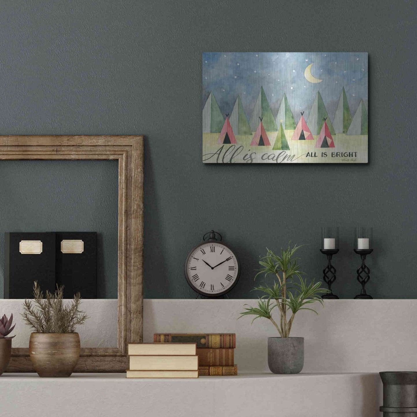 Luxe Metal Art 'All is Calm' by Cindy Jacobs, Metal Wall Art,16x12