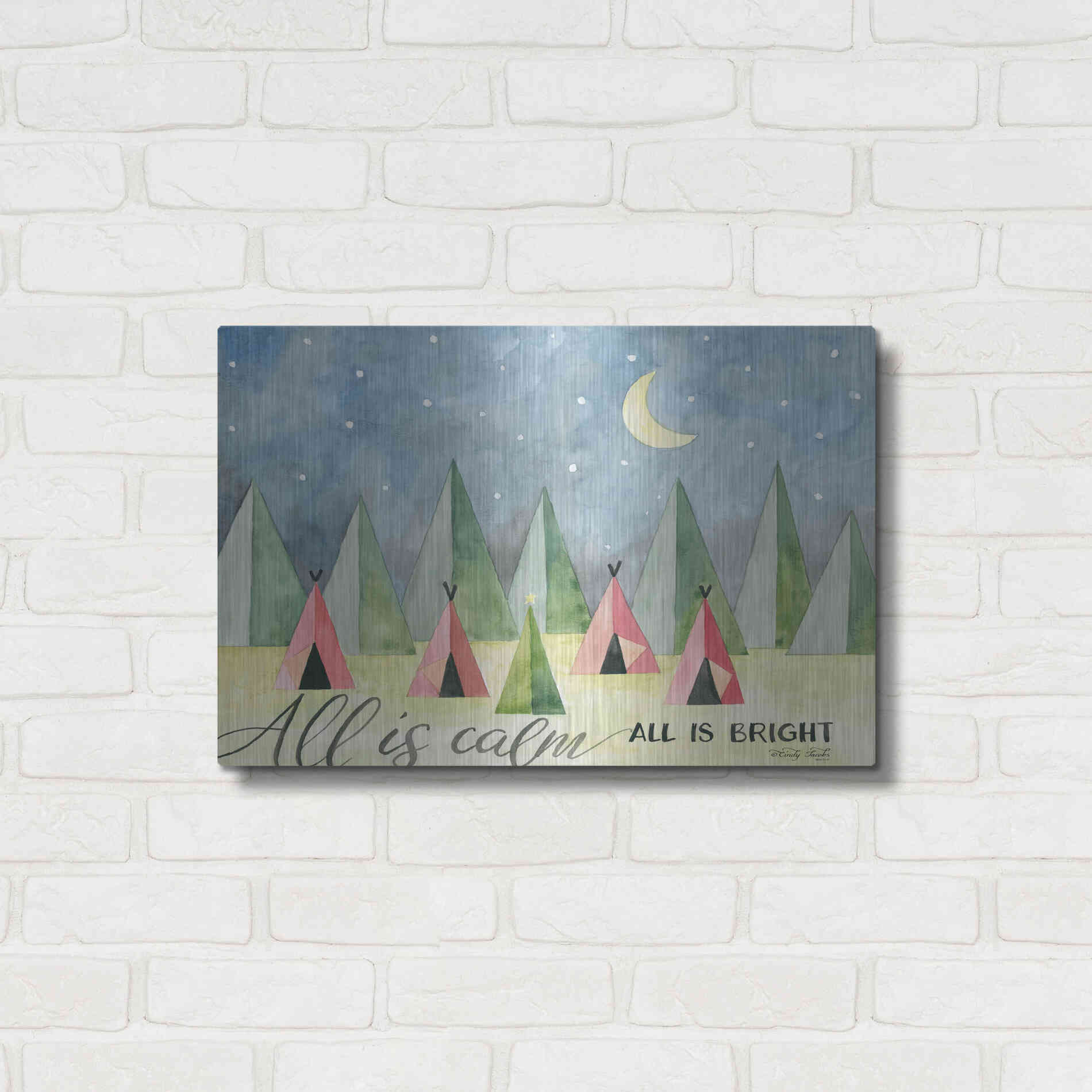 Luxe Metal Art 'All is Calm' by Cindy Jacobs, Metal Wall Art,24x16