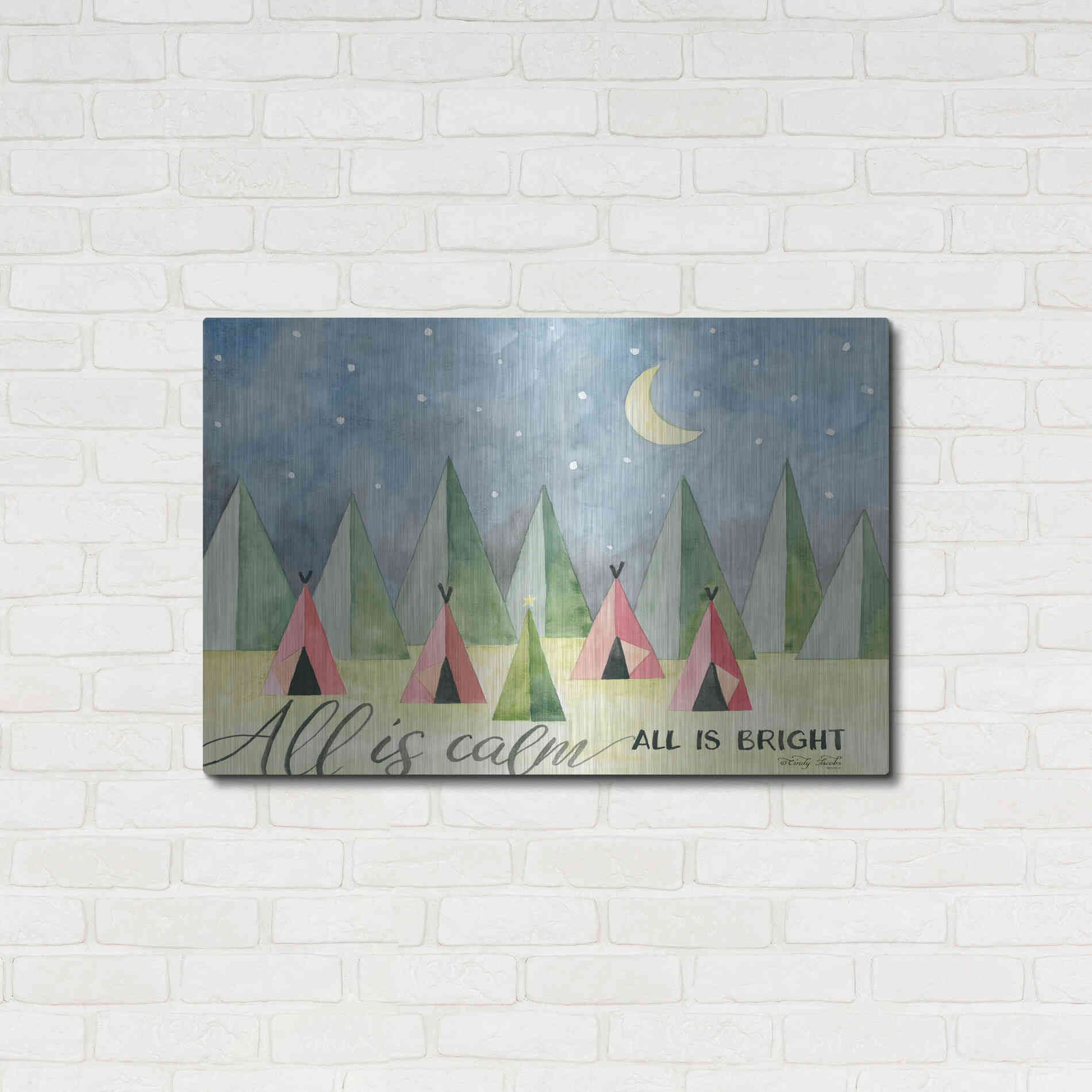 Luxe Metal Art 'All is Calm' by Cindy Jacobs, Metal Wall Art,36x24