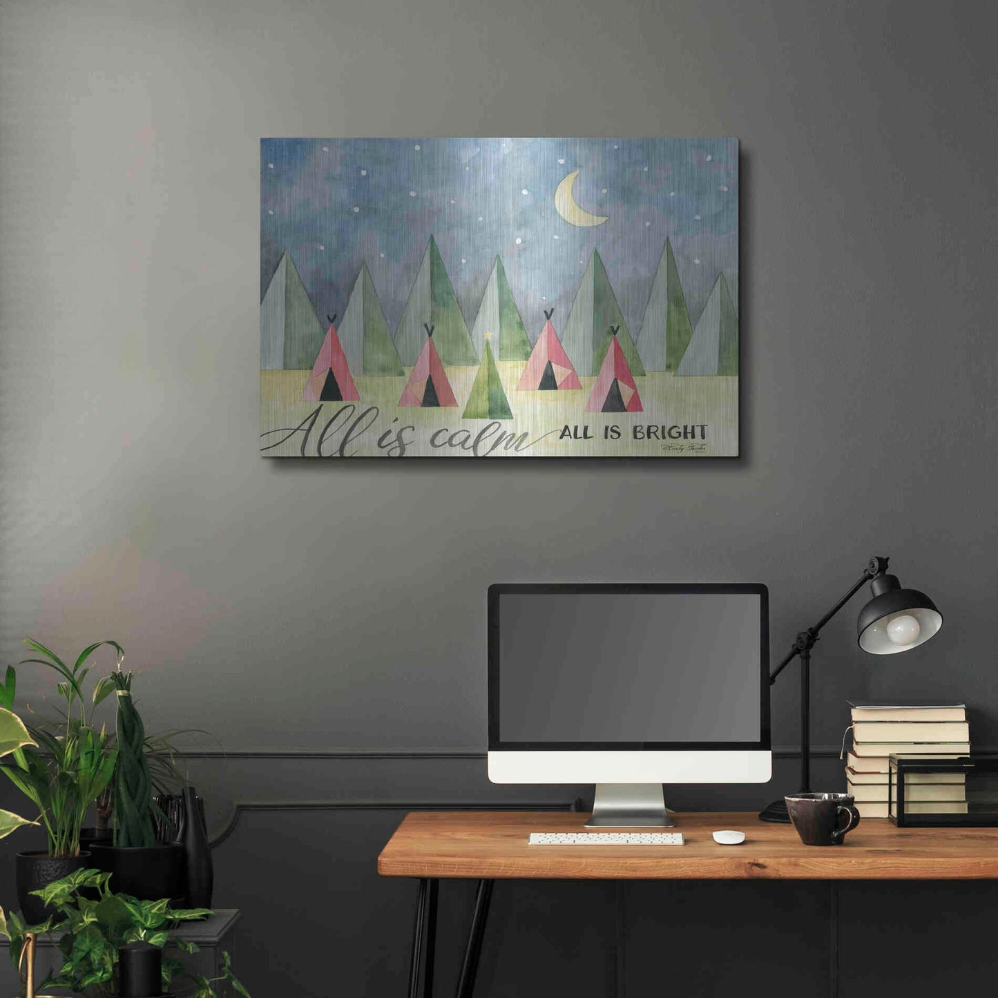 Luxe Metal Art 'All is Calm' by Cindy Jacobs, Metal Wall Art,36x24