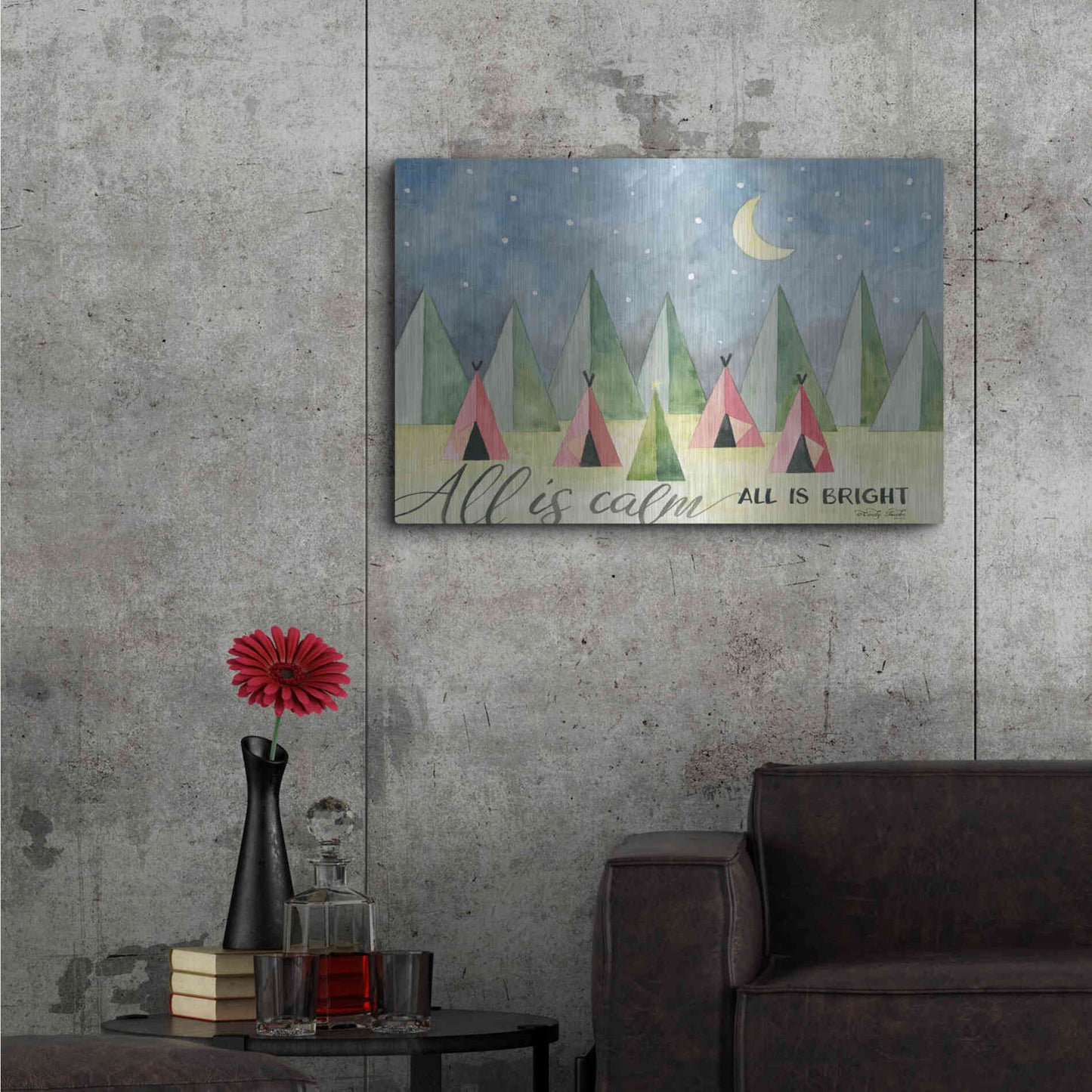 Luxe Metal Art 'All is Calm' by Cindy Jacobs, Metal Wall Art,36x24