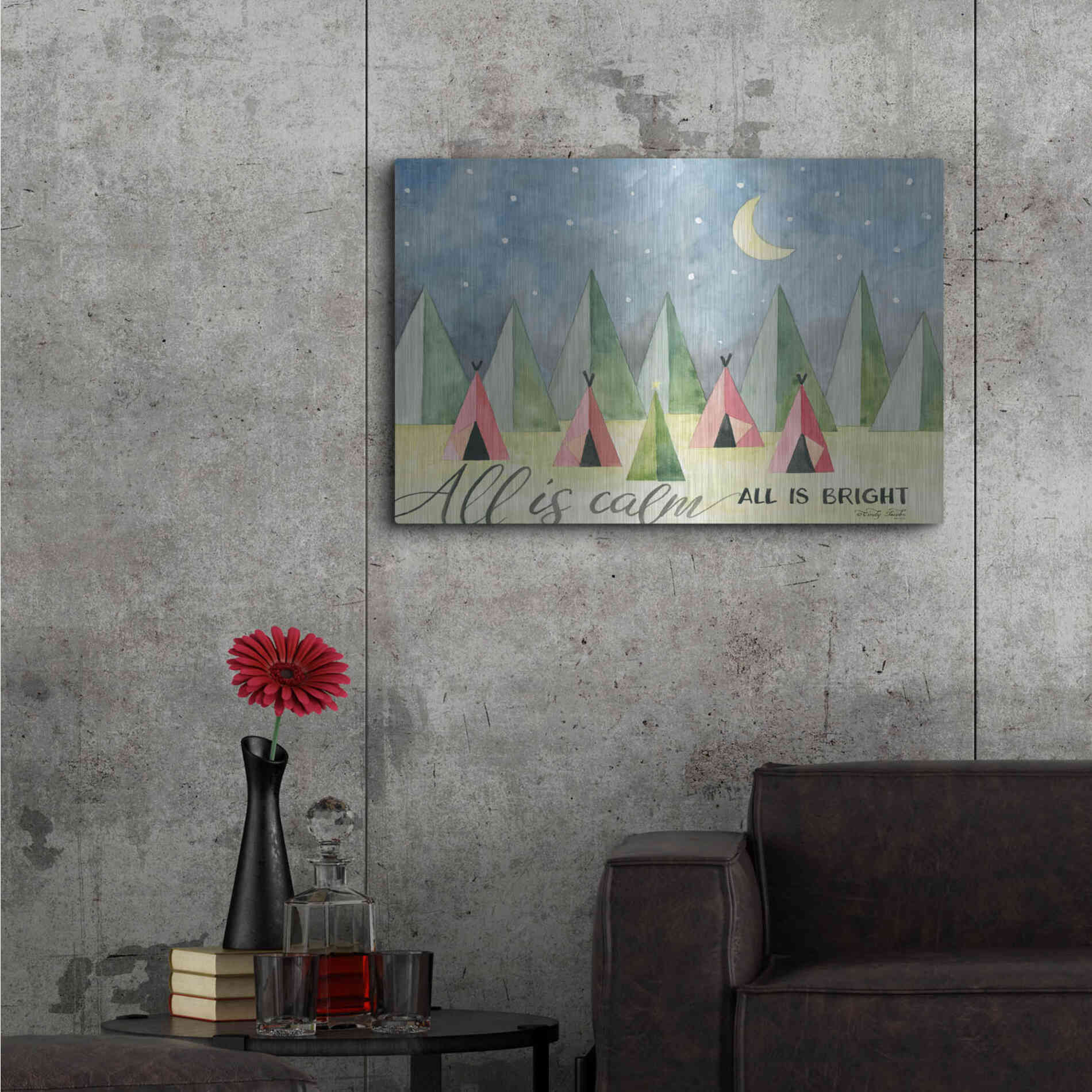 Luxe Metal Art 'All is Calm' by Cindy Jacobs, Metal Wall Art,36x24
