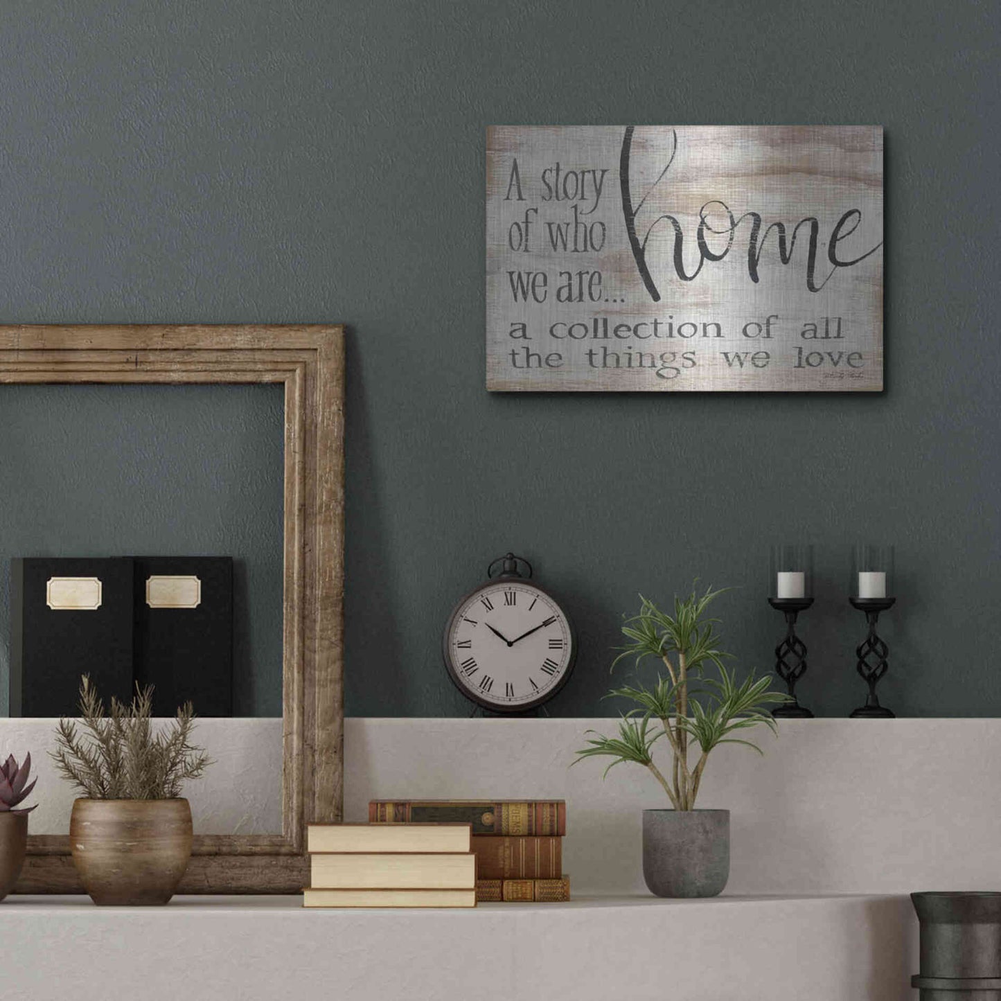 Luxe Metal Art 'Home - A Collection of All the Things We Love' by Cindy Jacobs, Metal Wall Art,16x12