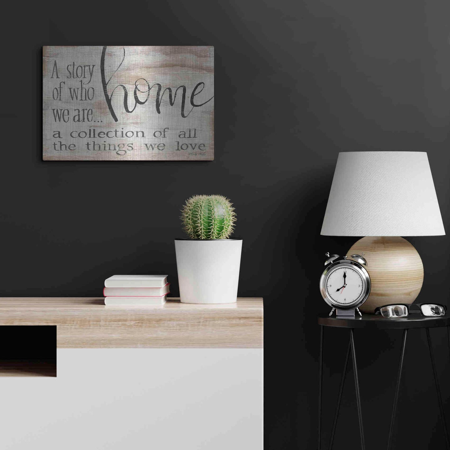 Luxe Metal Art 'Home - A Collection of All the Things We Love' by Cindy Jacobs, Metal Wall Art,24x16
